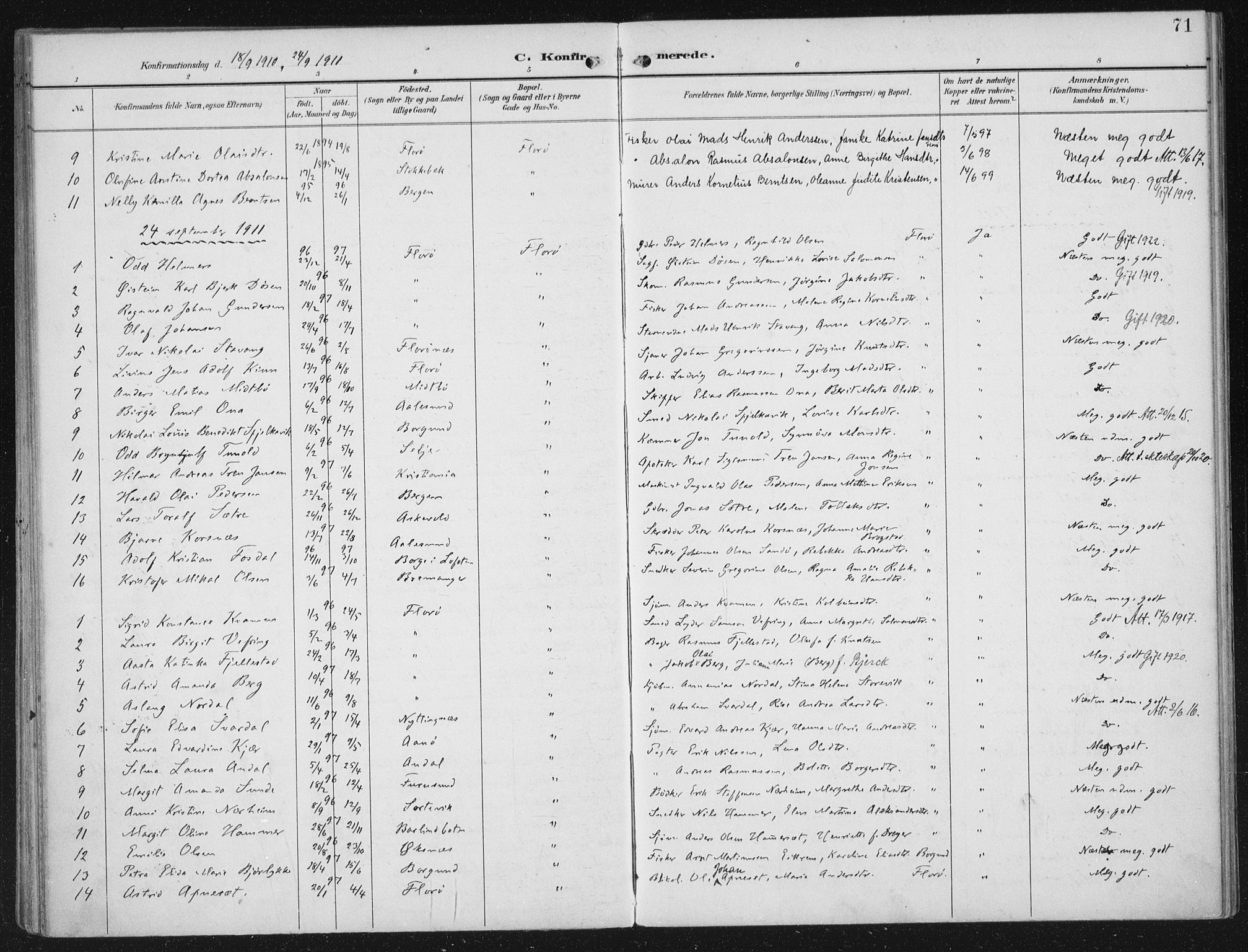 Kinn sokneprestembete, AV/SAB-A-80801/H/Haa/Haac/L0002: Parish register (official) no. C 2, 1895-1916, p. 71