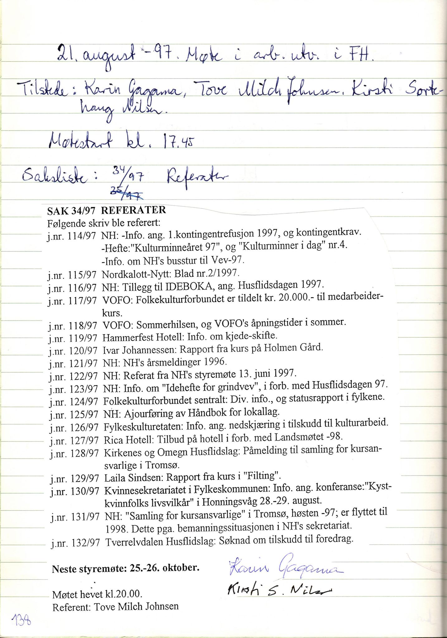 Finnmark Husflidslag, FMFB/A-1134/A/L0004: Møtebok, 1995-2000, p. 142