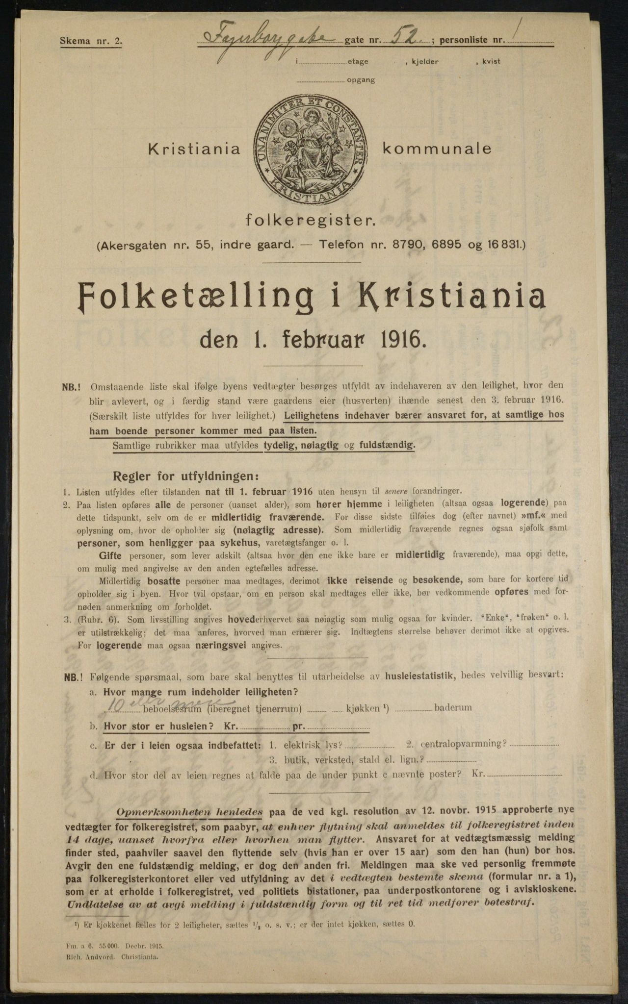 OBA, Municipal Census 1916 for Kristiania, 1916, p. 23437