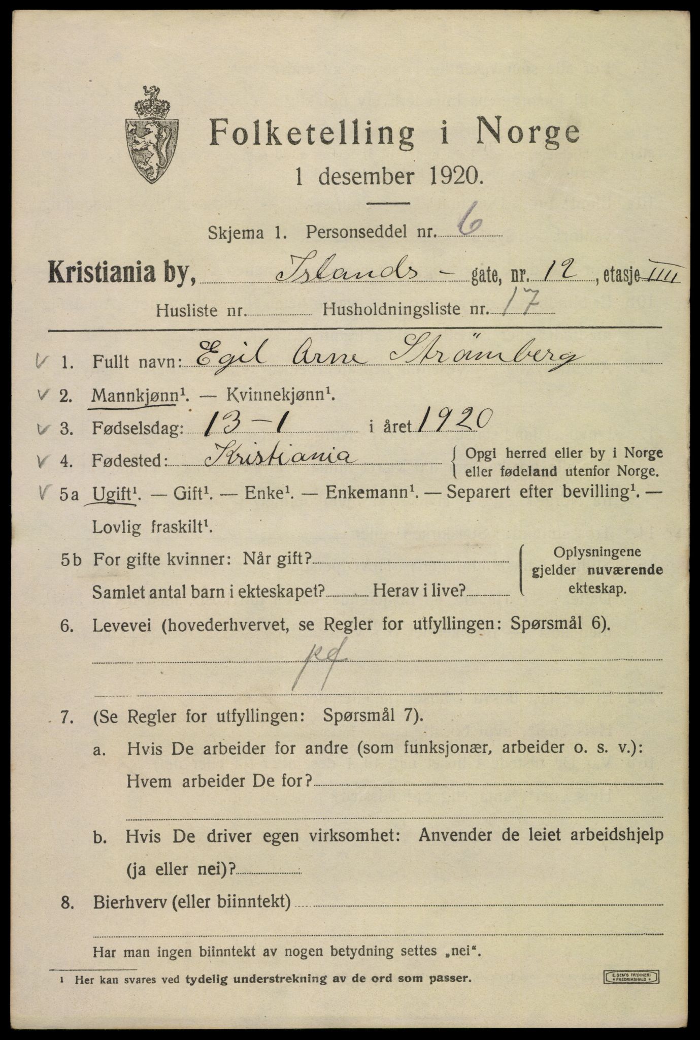 SAO, 1920 census for Kristiania, 1920, p. 312763