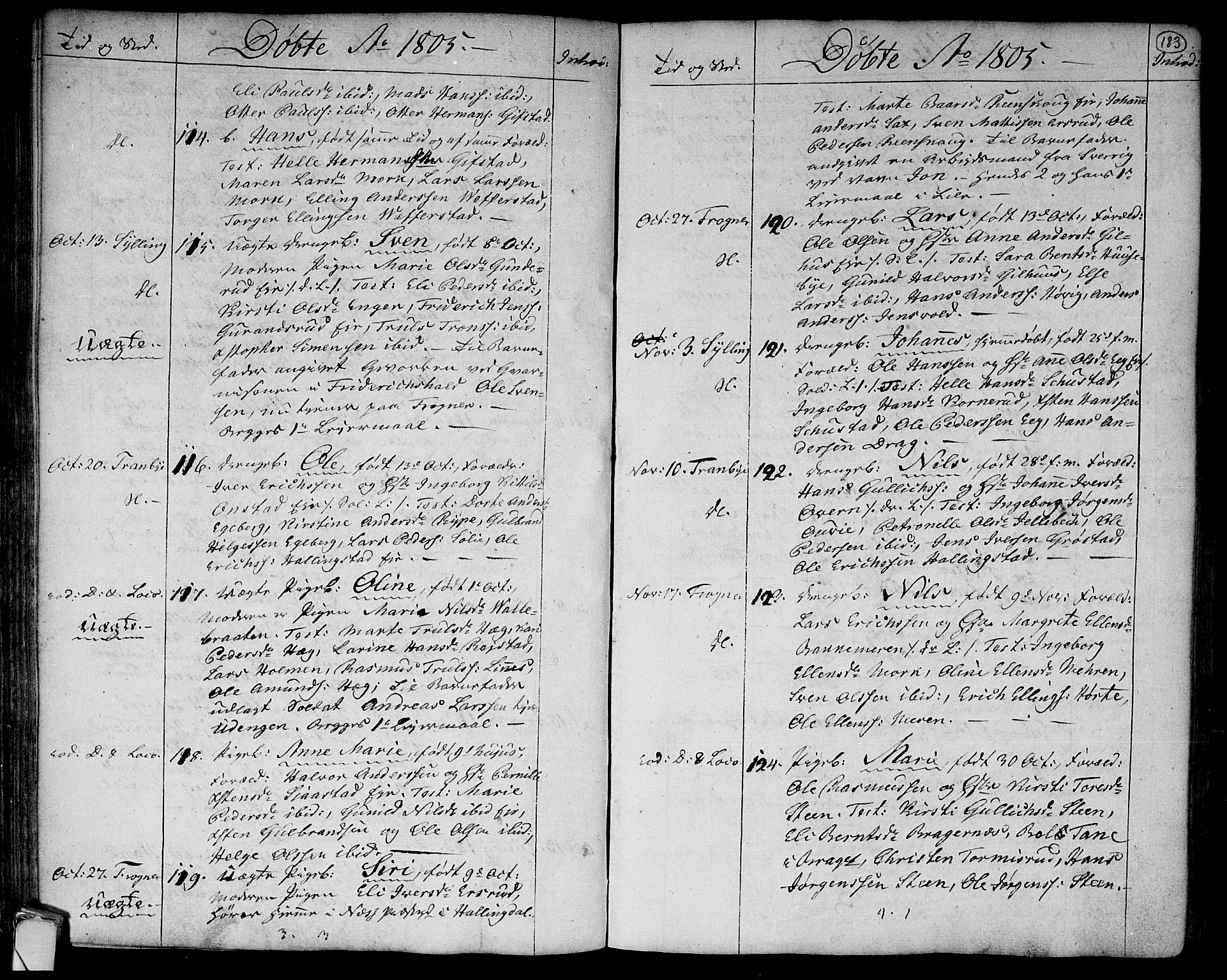 Lier kirkebøker, SAKO/A-230/F/Fa/L0007: Parish register (official) no. I 7, 1794-1813, p. 183