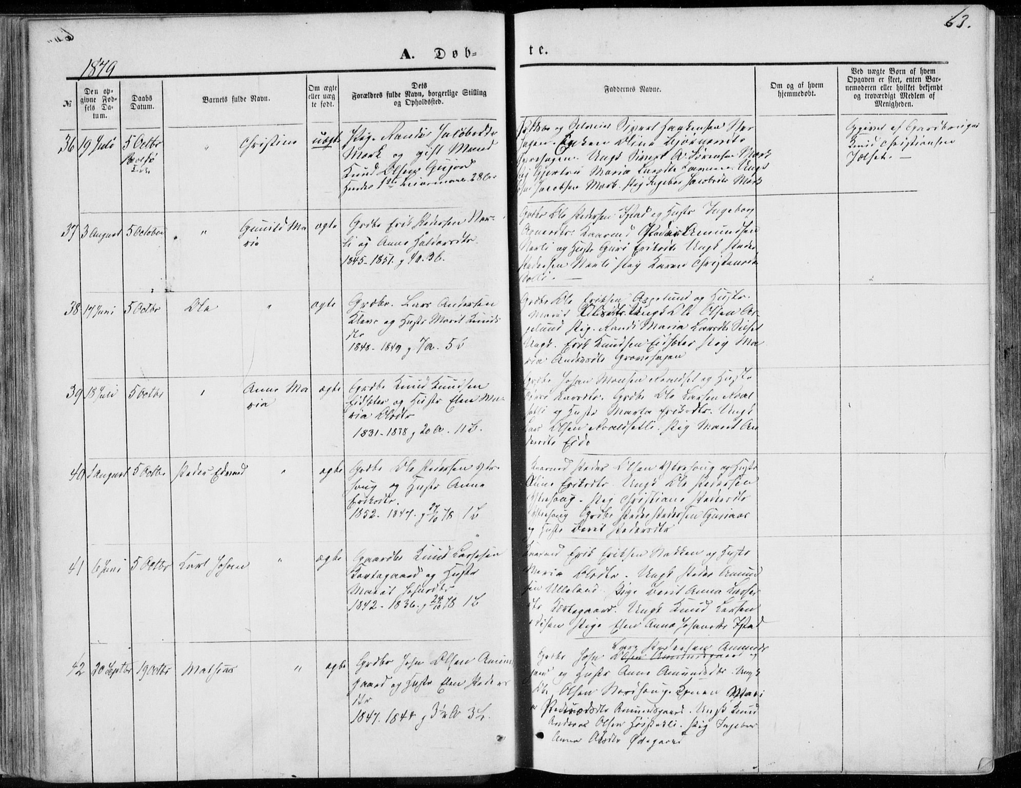 Ministerialprotokoller, klokkerbøker og fødselsregistre - Møre og Romsdal, AV/SAT-A-1454/557/L0681: Parish register (official) no. 557A03, 1869-1886, p. 63