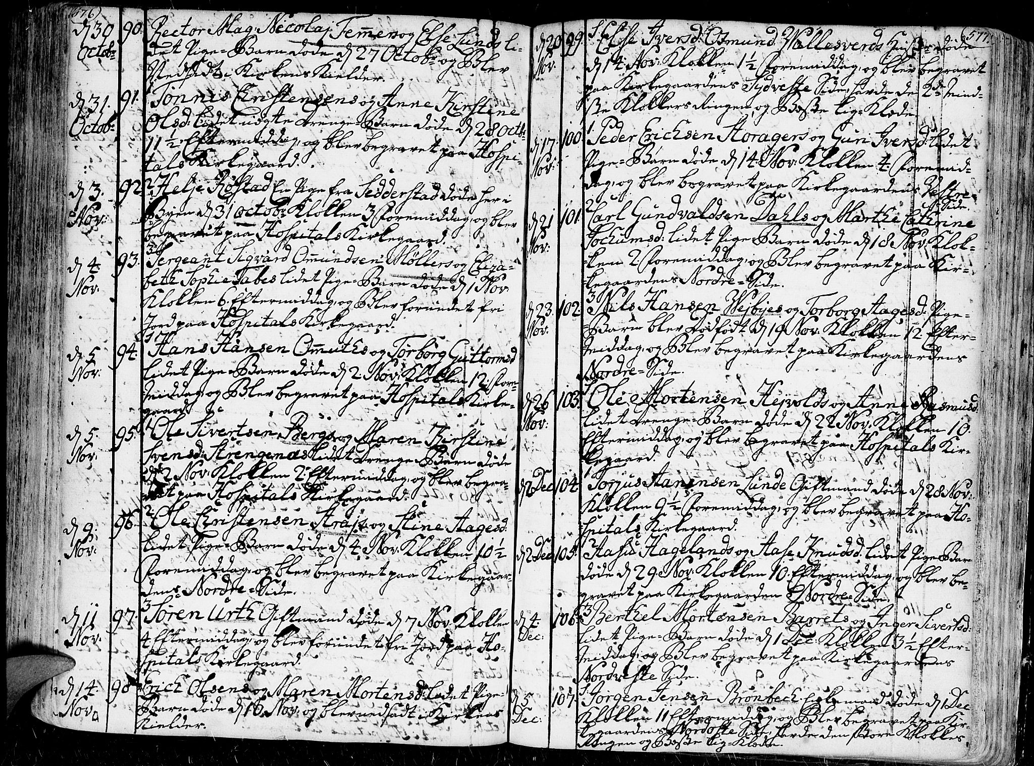 Kristiansand domprosti, AV/SAK-1112-0006/F/Fa/L0001: Parish register (official) no. A 1, 1734-1793, p. 576-577