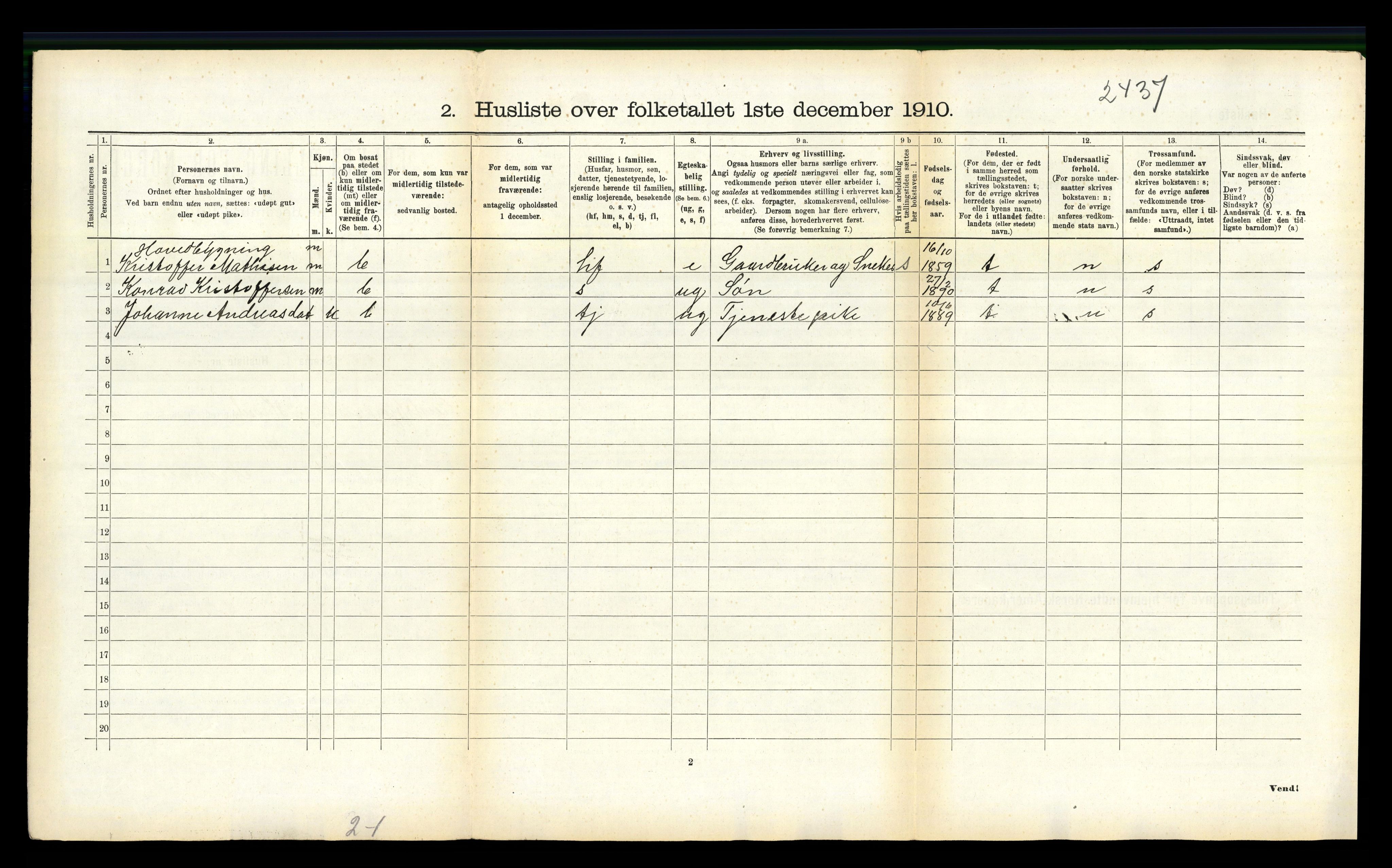 RA, 1910 census for Hadsel, 1910, p. 2664