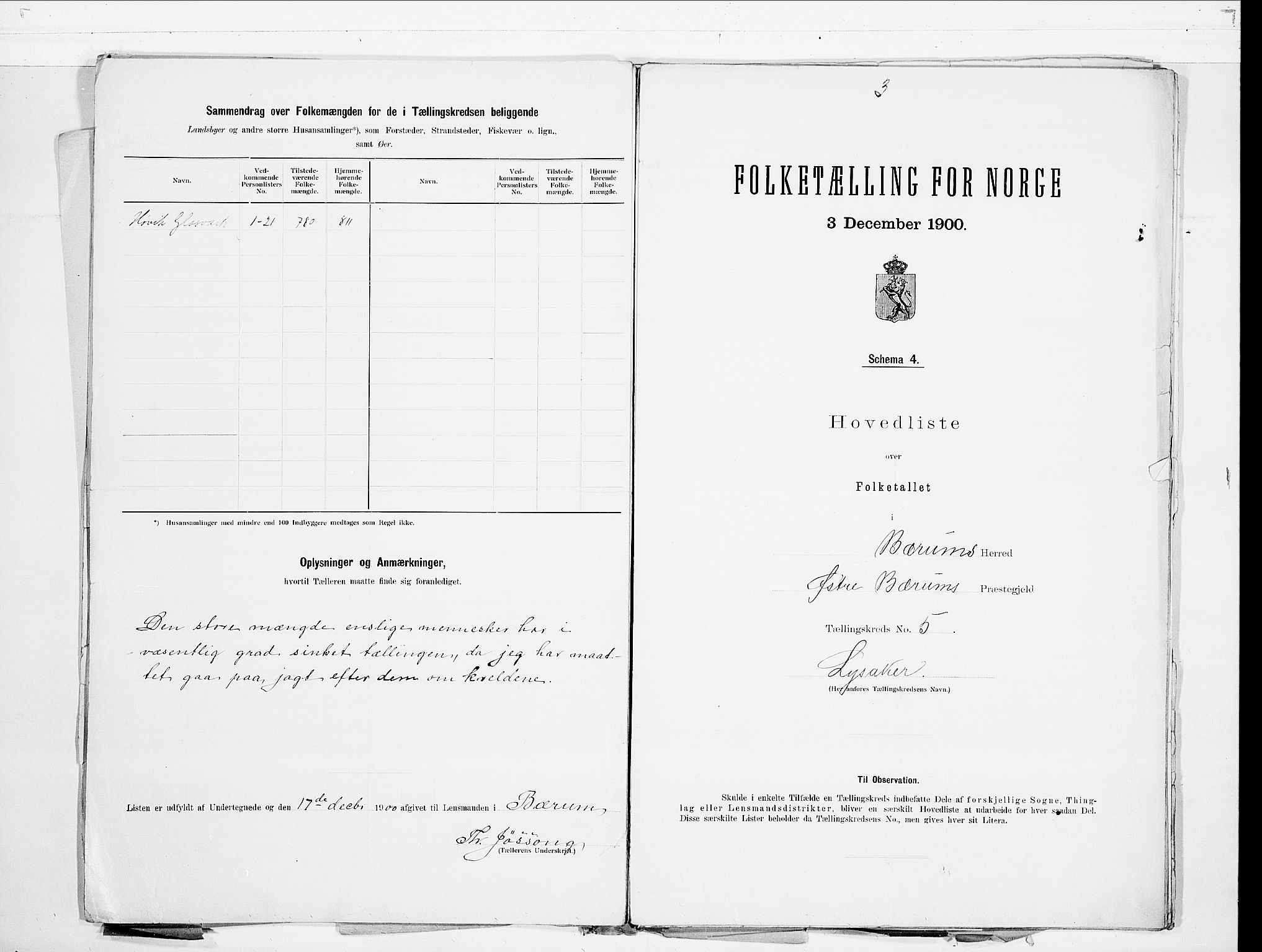 SAO, 1900 census for Bærum, 1900, p. 12