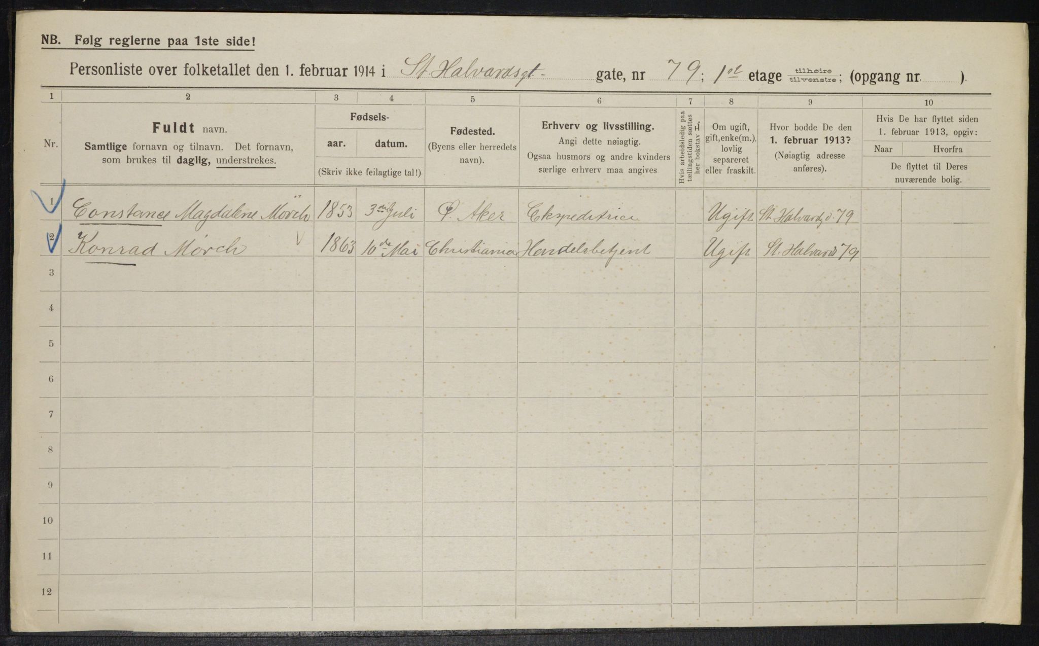 OBA, Municipal Census 1914 for Kristiania, 1914, p. 87739