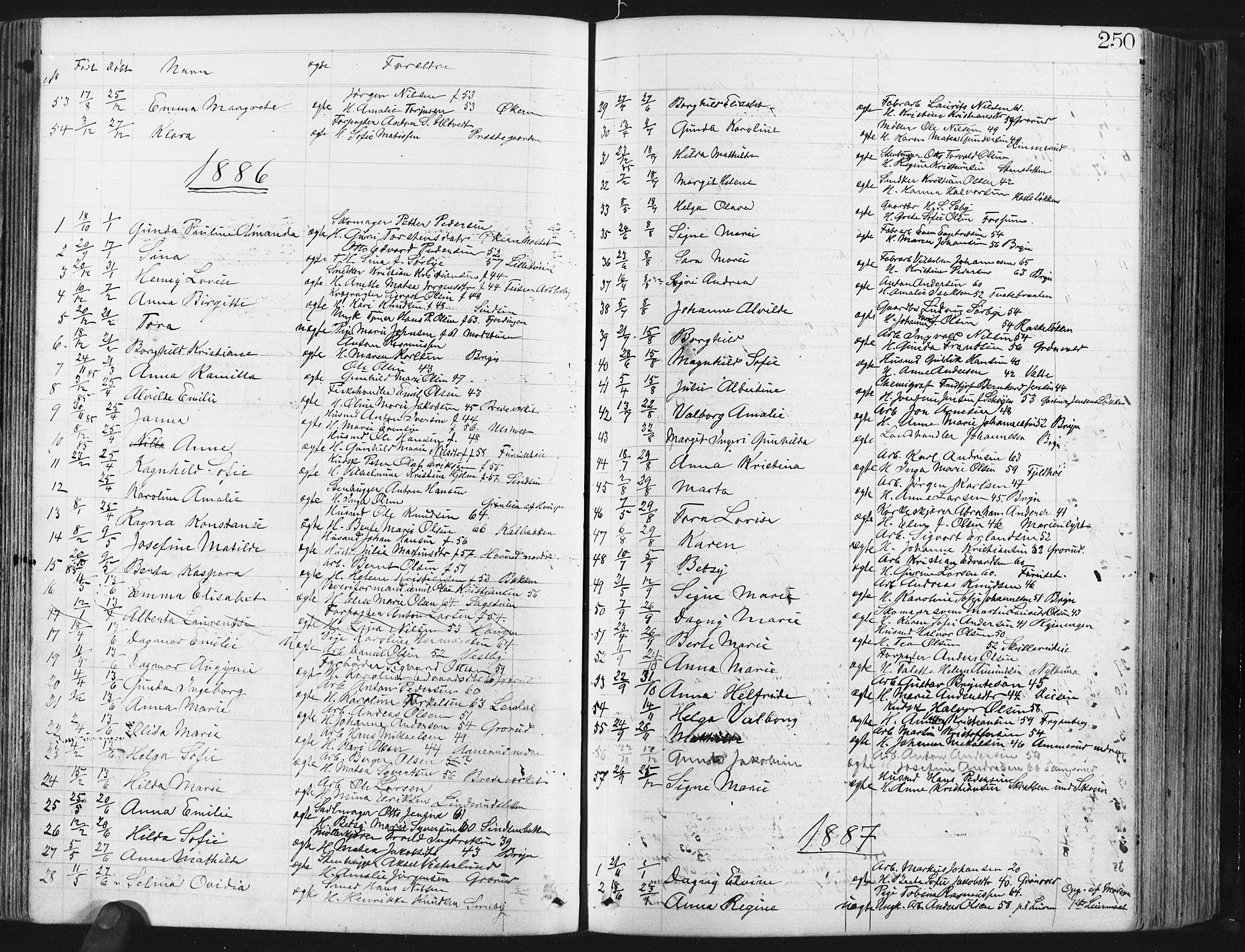 Østre Aker prestekontor Kirkebøker, SAO/A-10840/G/Ga/L0003: Parish register (copy) no. I 3, 1868-1913, p. 250