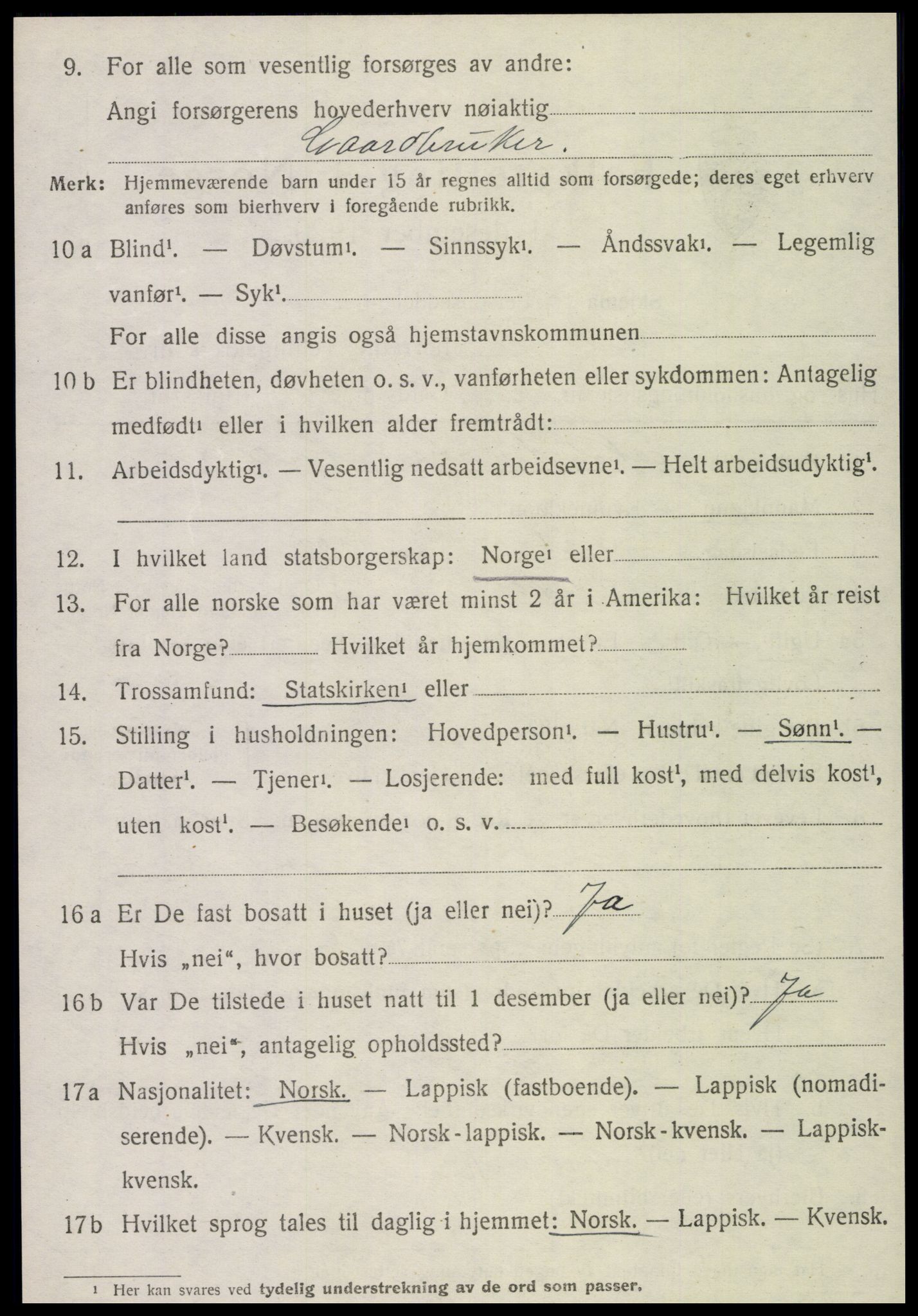 SAT, 1920 census for Snåsa, 1920, p. 4913