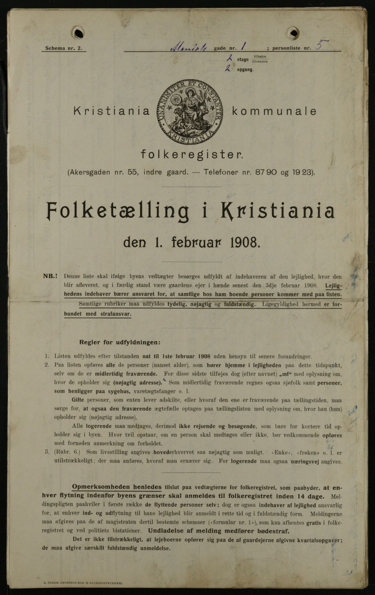 OBA, Municipal Census 1908 for Kristiania, 1908, p. 53835