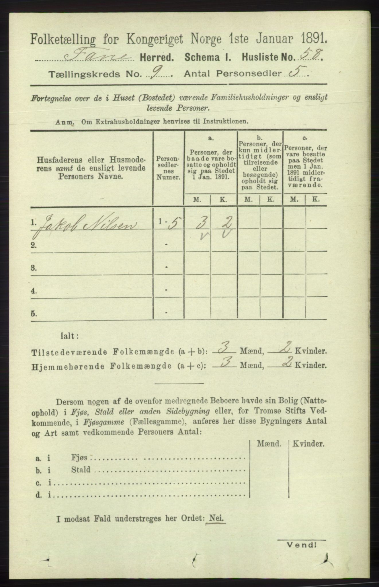 RA, 1891 census for 1249 Fana, 1891, p. 4810