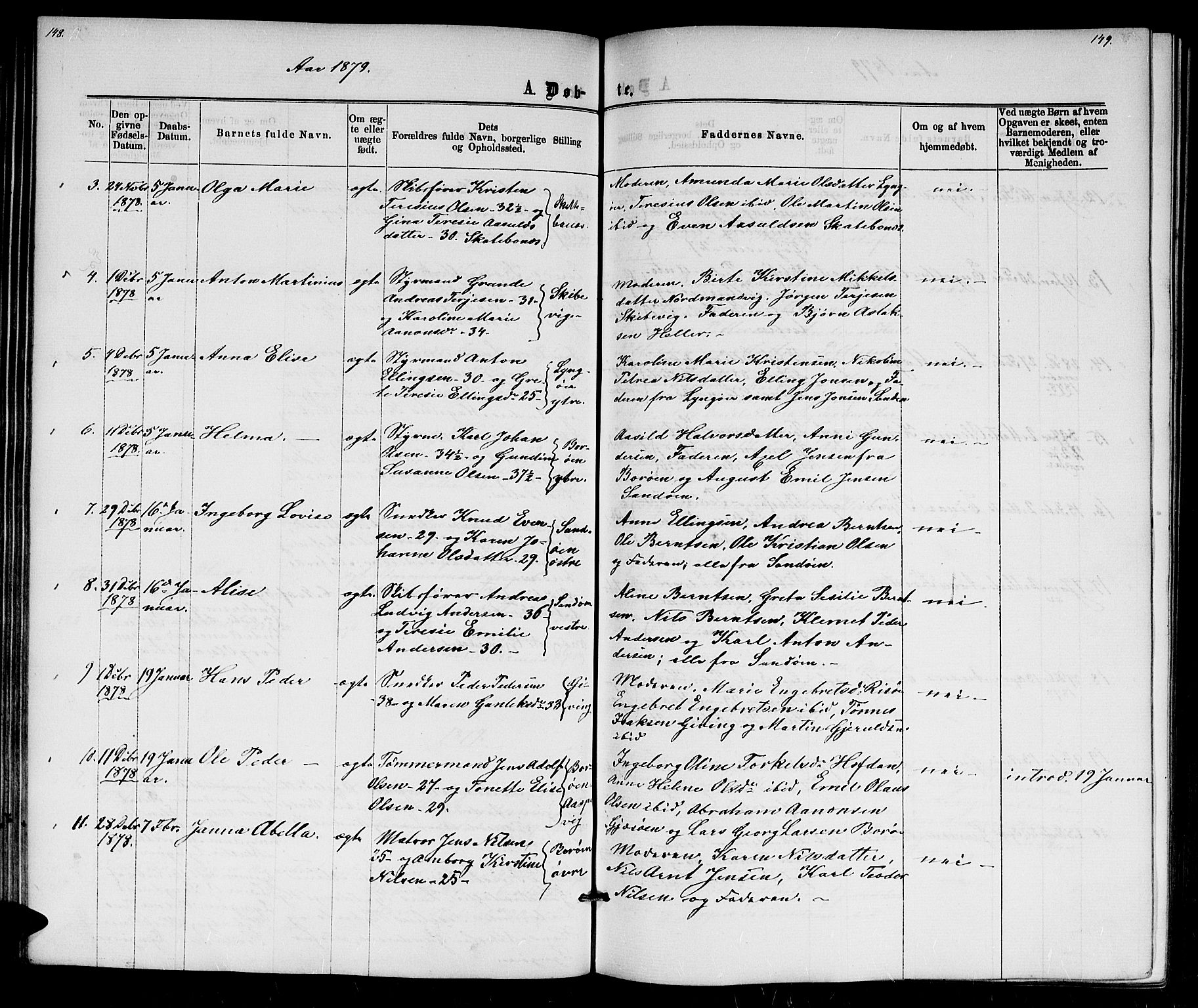 Dypvåg sokneprestkontor, AV/SAK-1111-0007/F/Fb/Fba/L0012: Parish register (copy) no. B 12, 1872-1886, p. 148-149