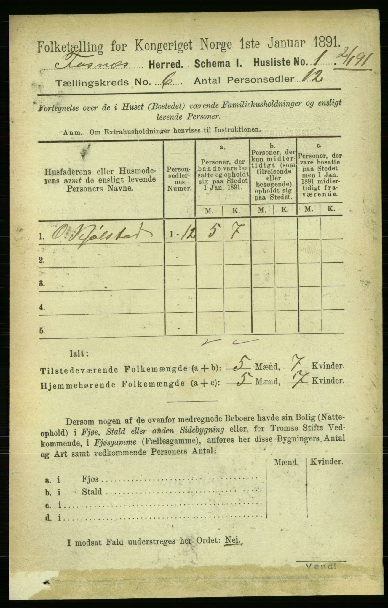 RA, 1891 census for 1748 Fosnes, 1891, p. 2720