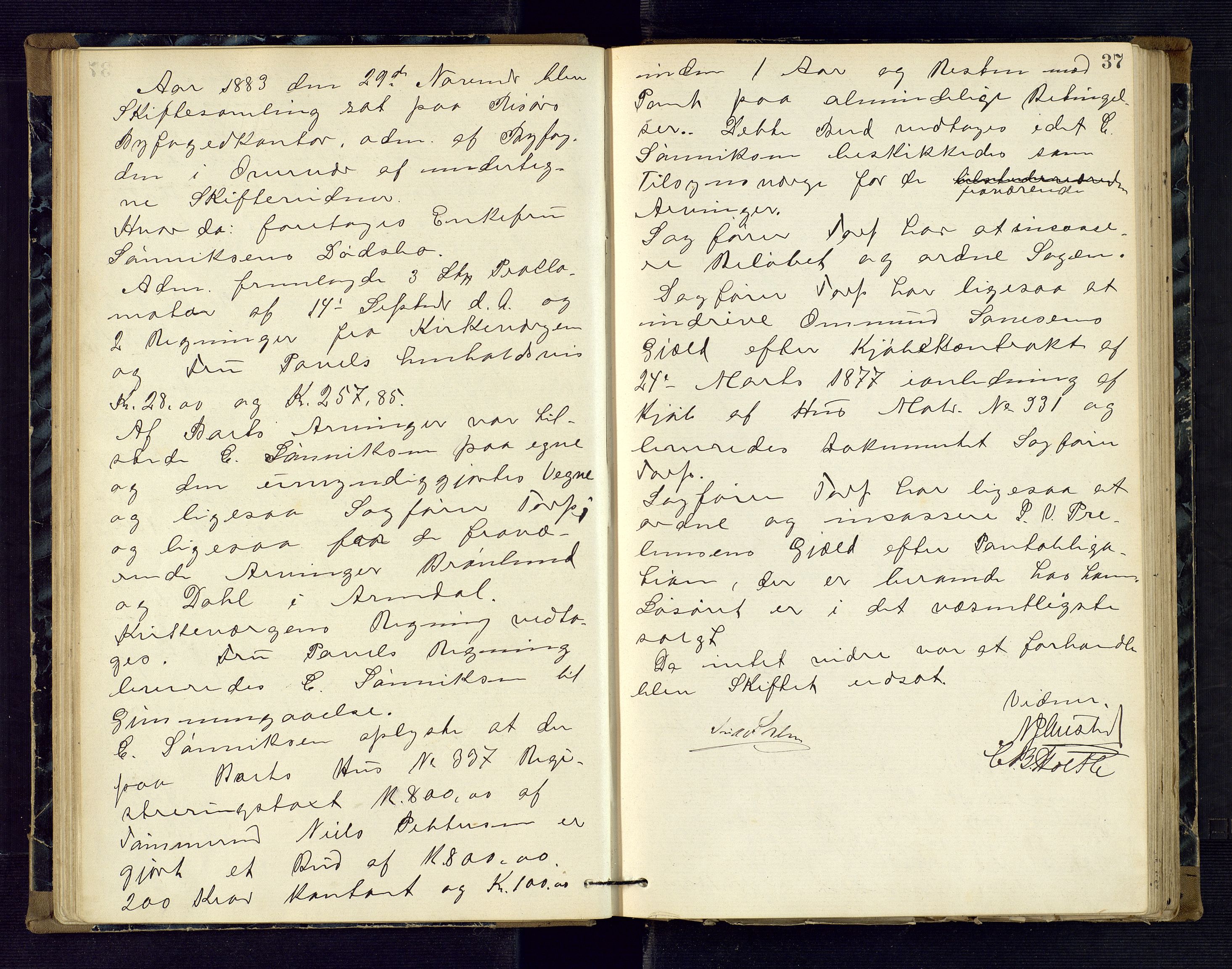 Risør byfogd, AV/SAK-1222-0005/H/Hc/L0004: Skifteprotokoll nr. 3B, 1882-1886, p. 37
