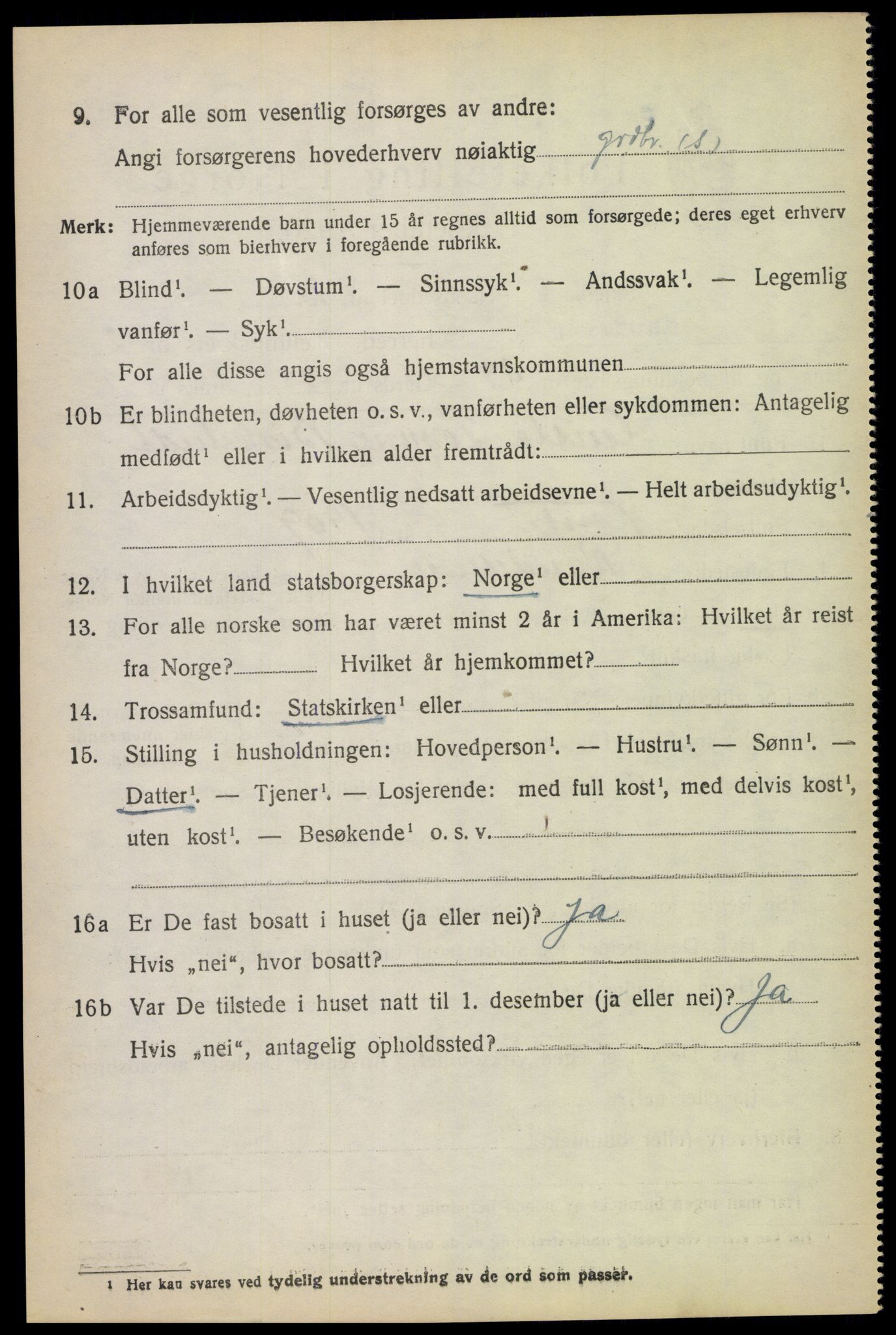 SAK, 1920 census for Randesund, 1920, p. 1421