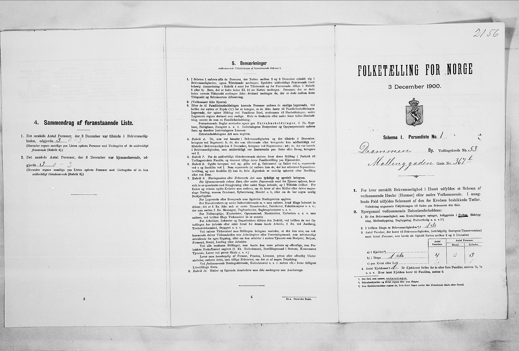 RA, 1900 census for Drammen, 1900, p. 9180