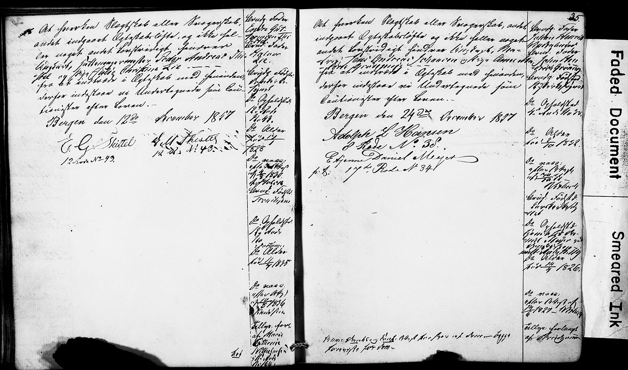 Domkirken sokneprestembete, AV/SAB-A-74801: Best man's statements no. II.5.5, 1857-1863, p. 35