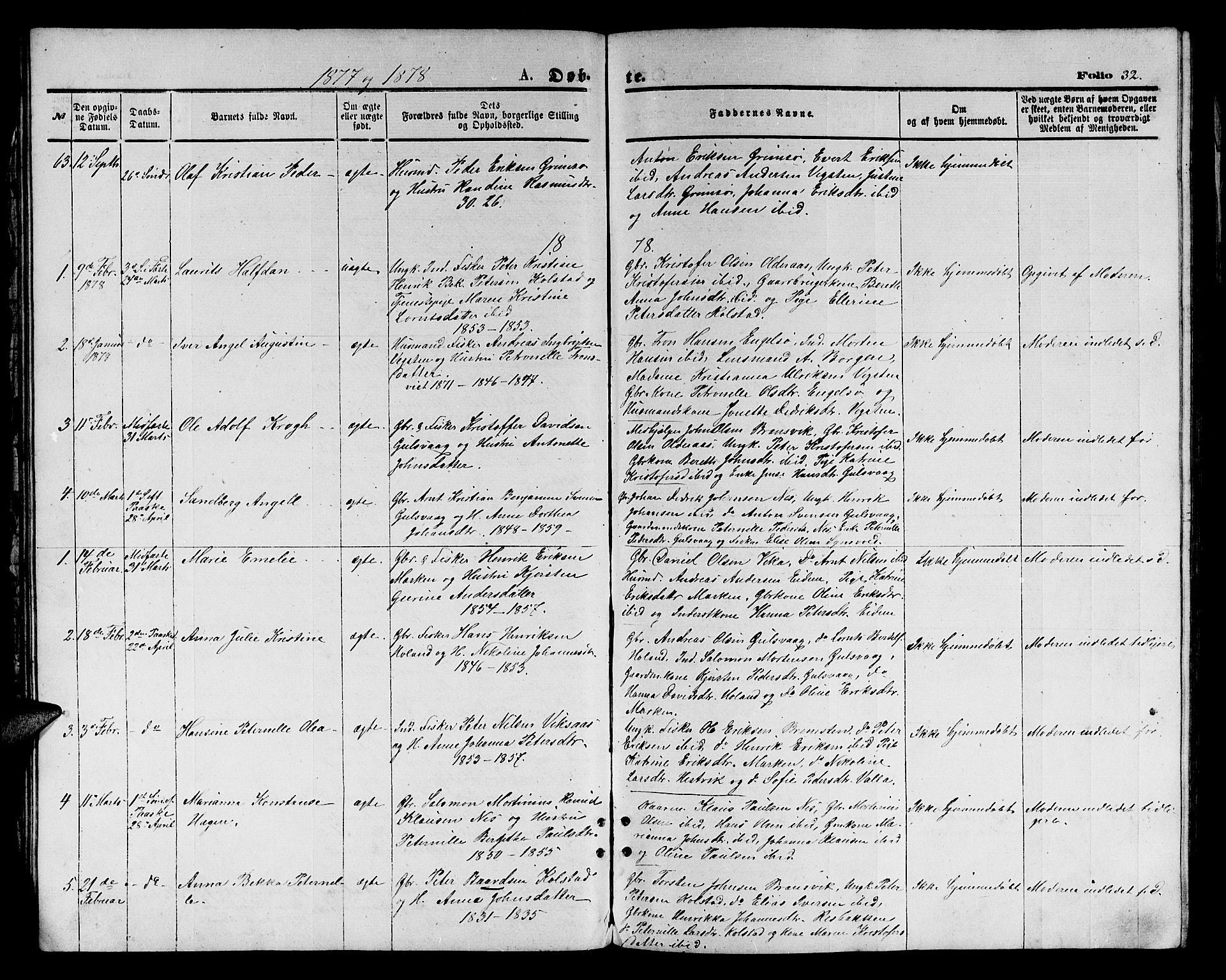 Ministerialprotokoller, klokkerbøker og fødselsregistre - Nordland, AV/SAT-A-1459/816/L0252: Parish register (copy) no. 816C02, 1871-1885, p. 32