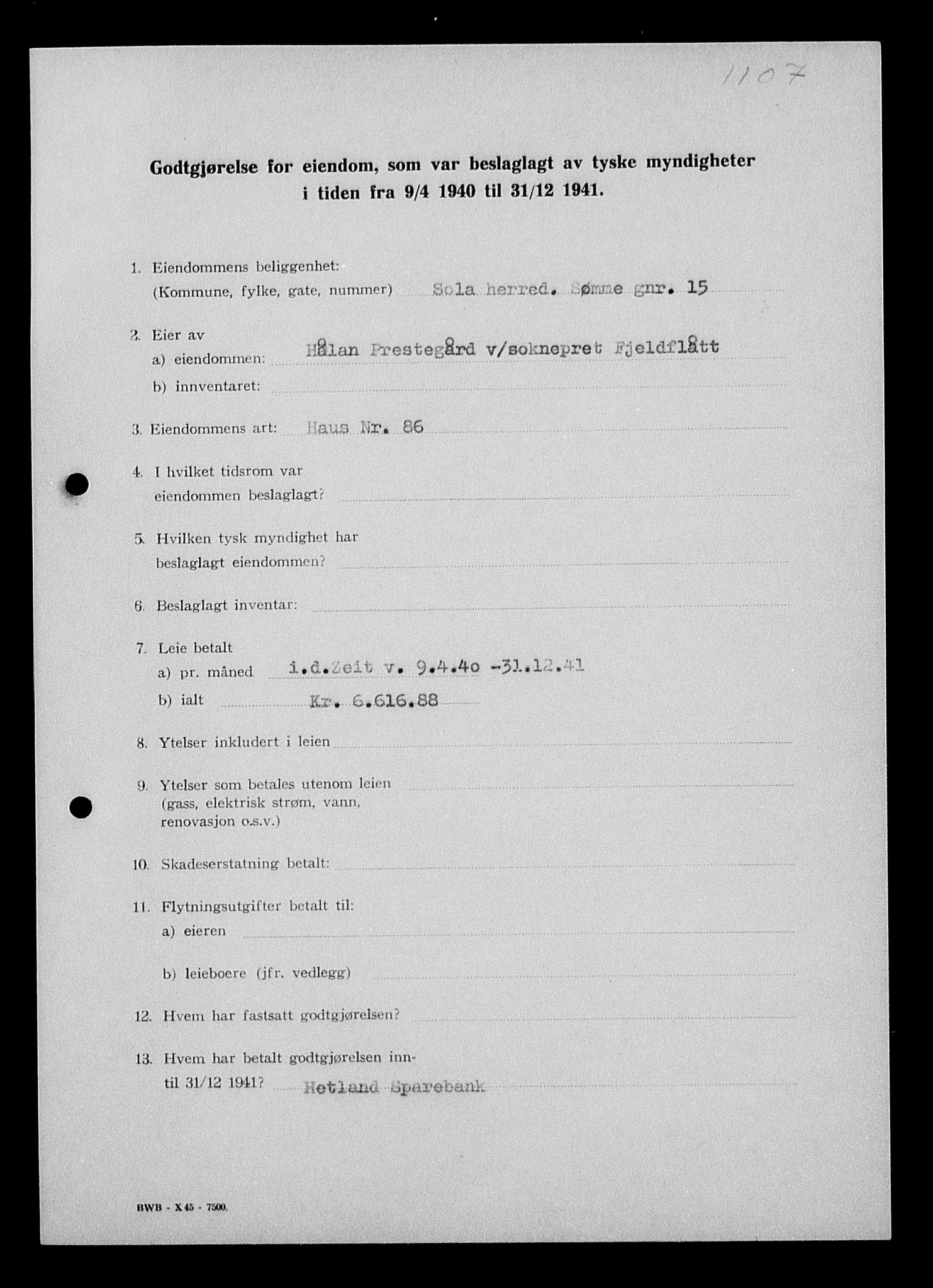 Justisdepartementet, Tilbakeføringskontoret for inndratte formuer, AV/RA-S-1564/I/L1014: Godtgjørelse for beslaglagt eiendom, 1940-1941, p. 354