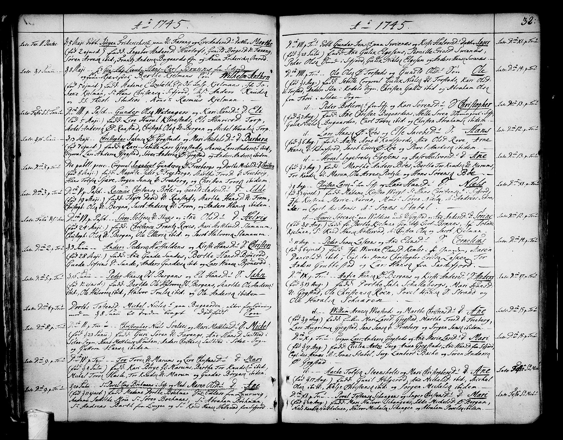 Sandar kirkebøker, SAKO/A-243/F/Fa/L0002: Parish register (official) no. 2, 1733-1788, p. 32