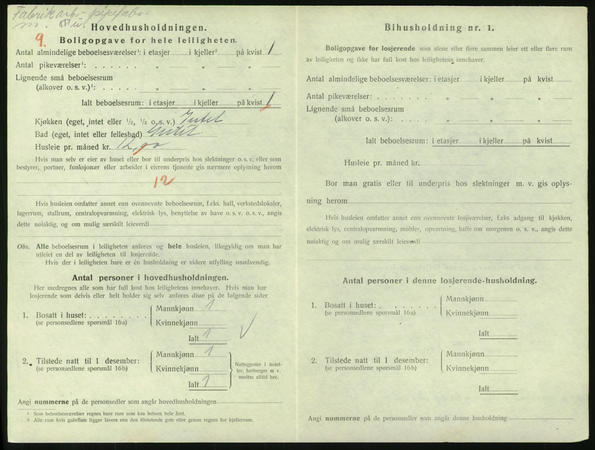 SAH, 1920 census for Lillehammer, 1920, p. 2233