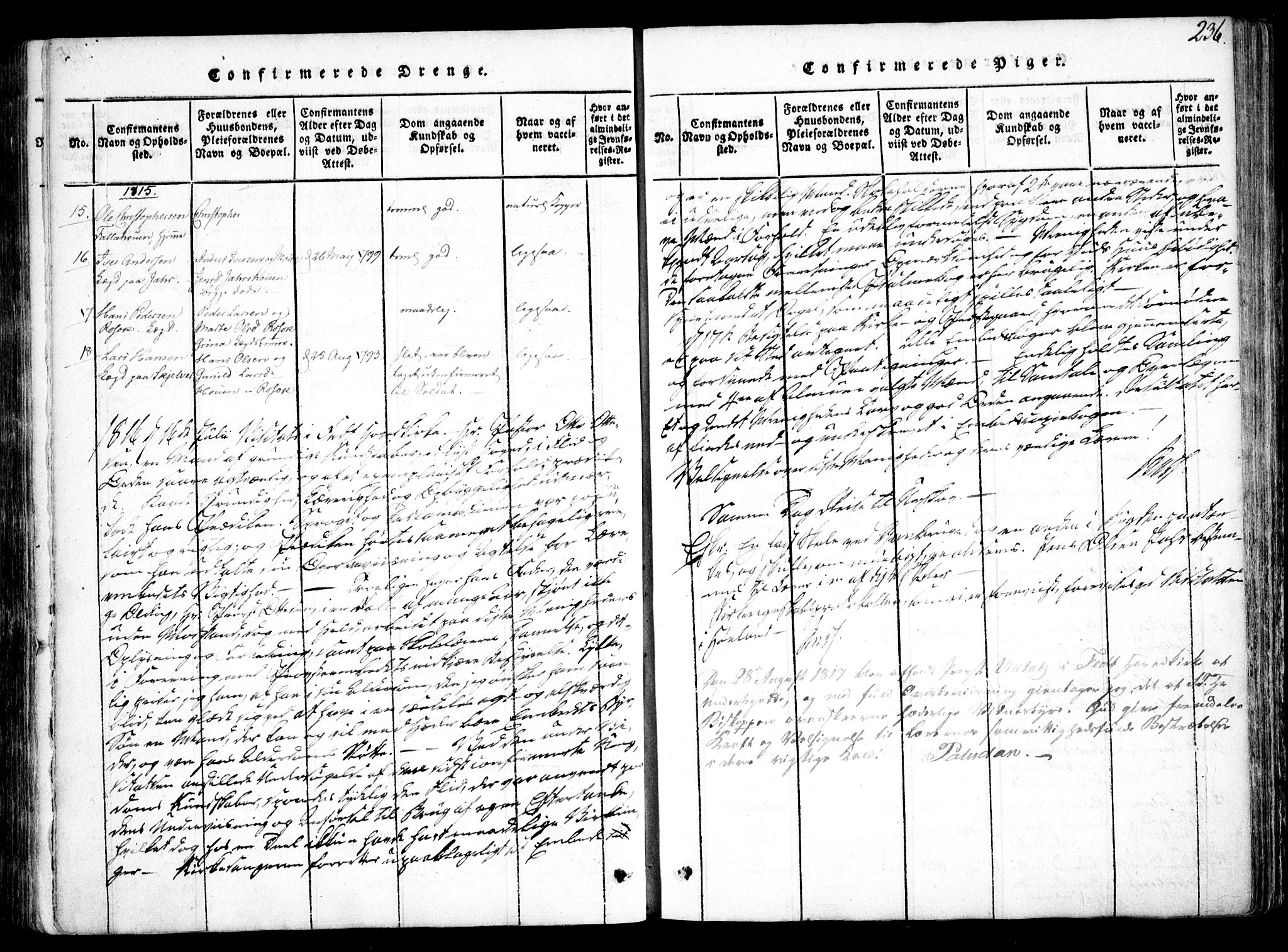 Fet prestekontor Kirkebøker, SAO/A-10370a/F/Fa/L0008: Parish register (official) no. I 8, 1815-1842, p. 236