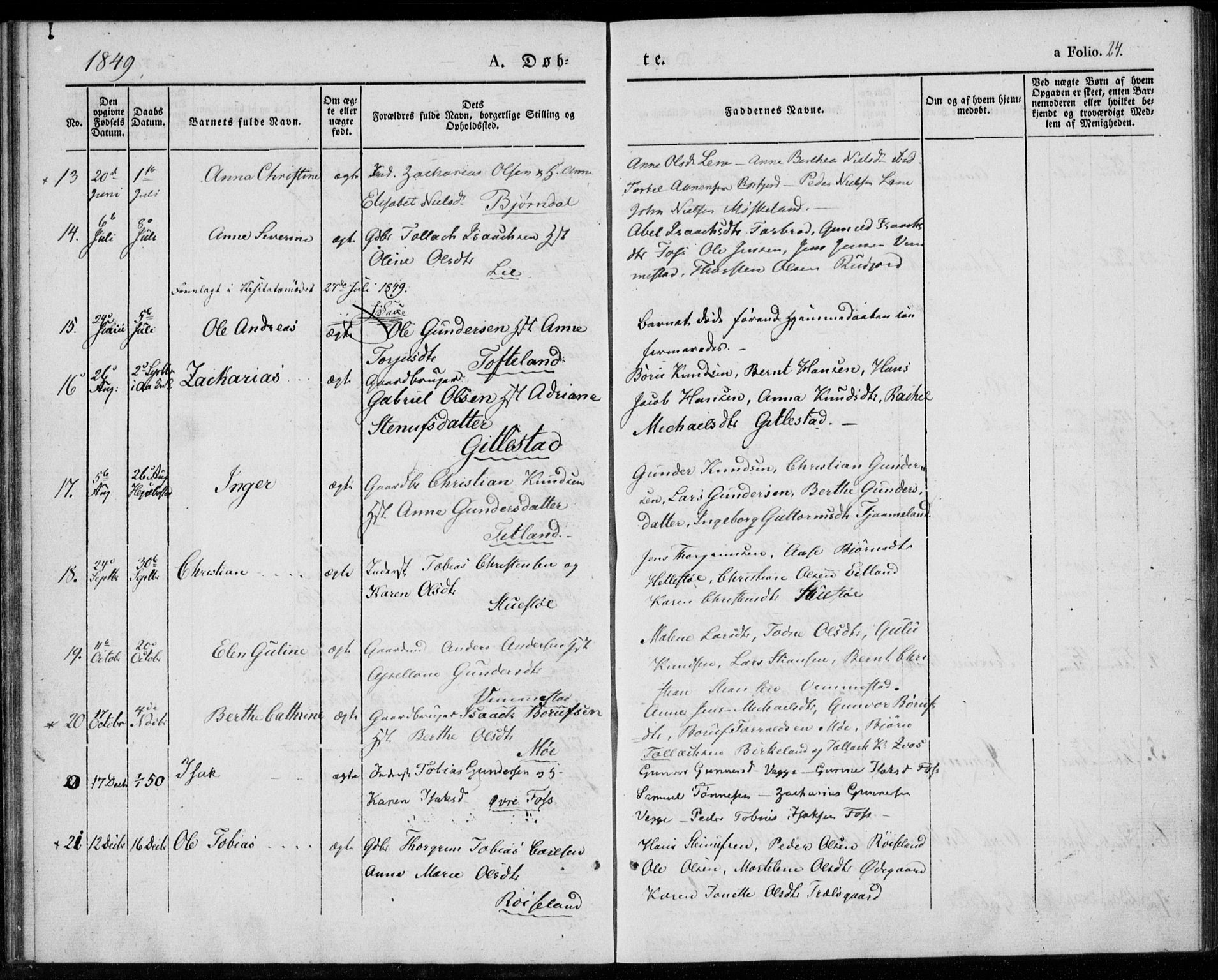 Lyngdal sokneprestkontor, AV/SAK-1111-0029/F/Fa/Fab/L0001: Parish register (official) no. A 1, 1838-1860, p. 24