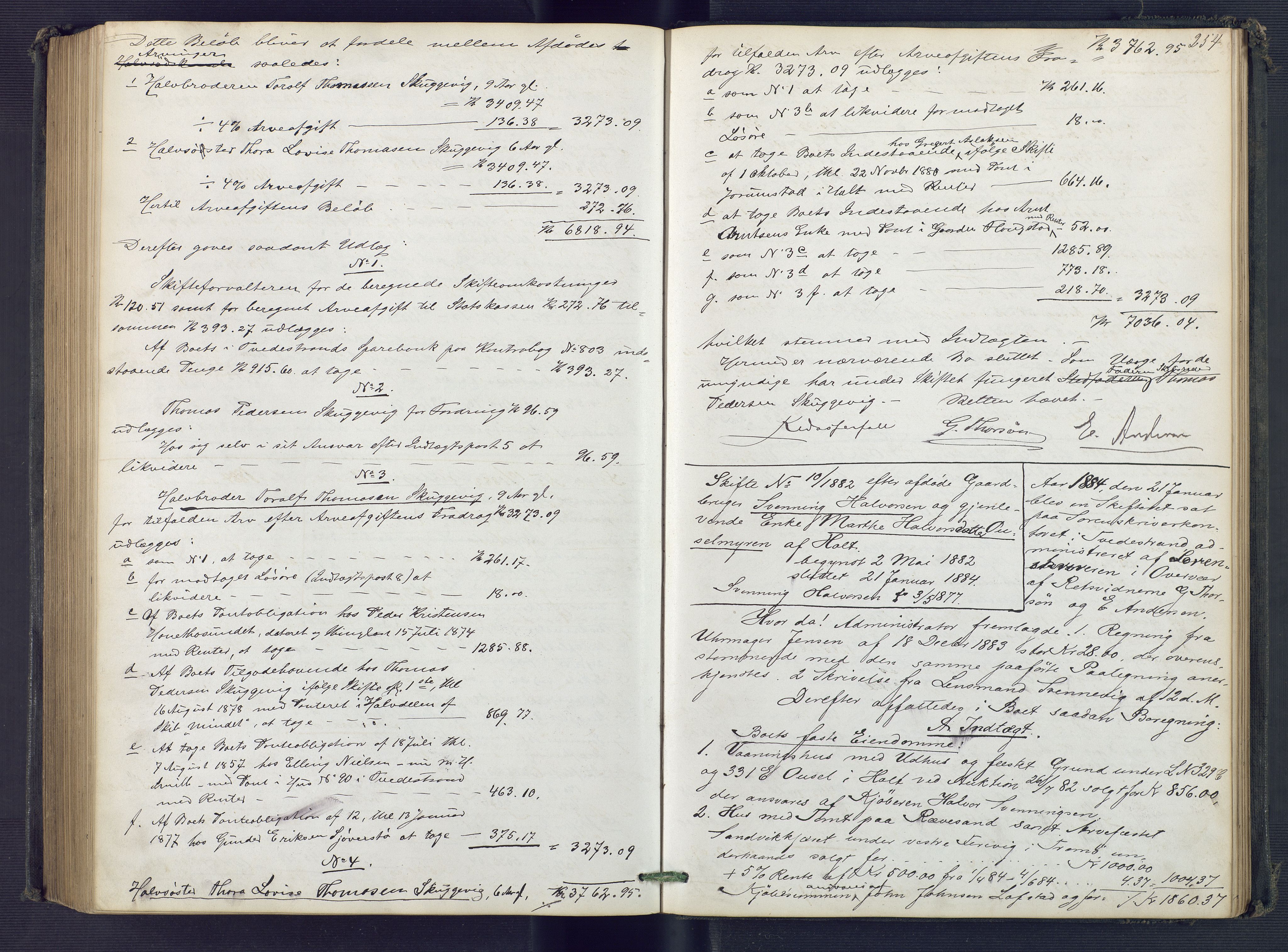 Holt sorenskriveri, AV/SAK-1221-0002/H/Hc/L0033: Skifteutlodningsprotokoll nr. 8, 1879-1884, p. 253b-254a
