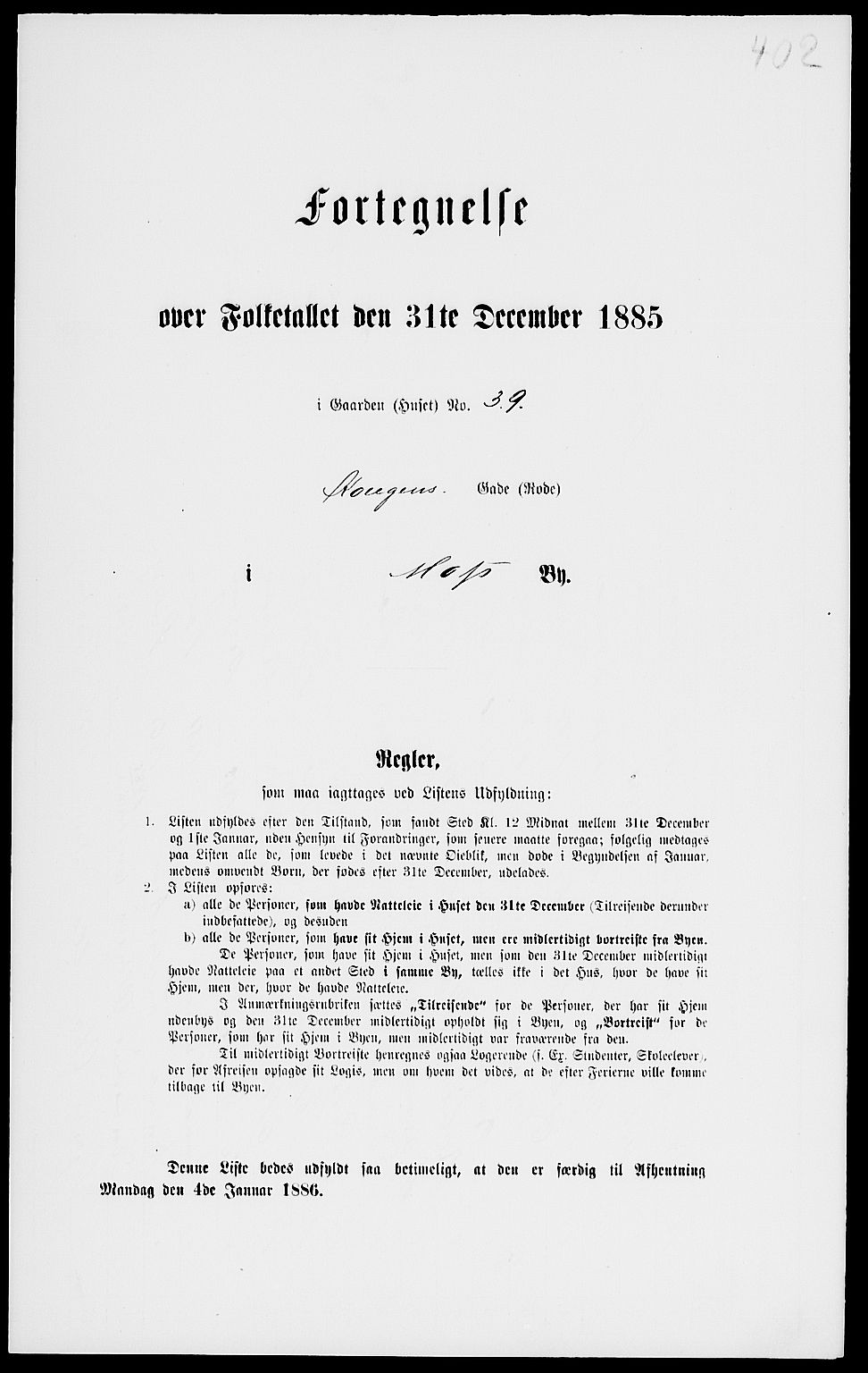 RA, 1885 census for 0104 Moss, 1885, p. 905