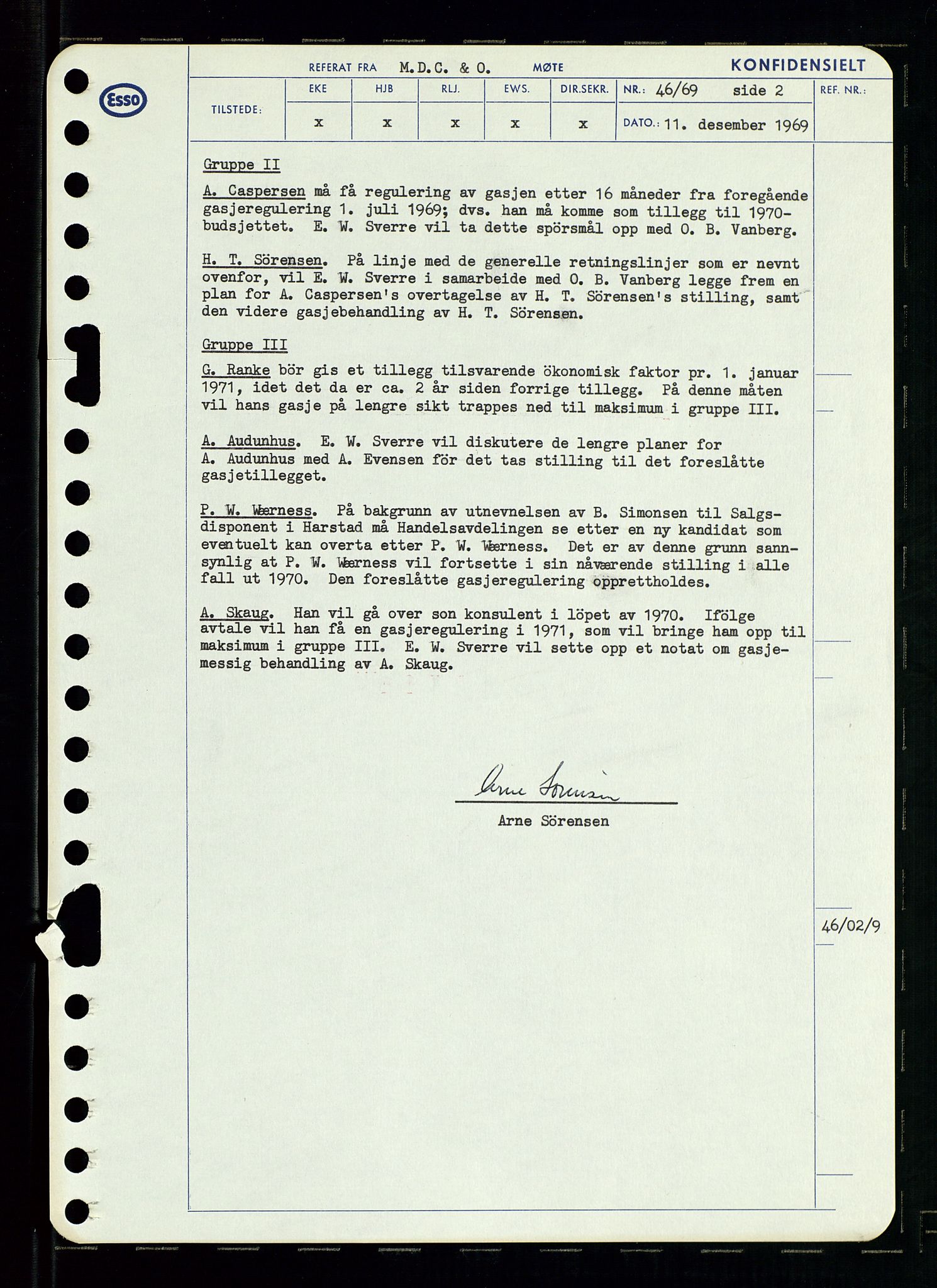 Pa 0982 - Esso Norge A/S, SAST/A-100448/A/Aa/L0003/0001: Den administrerende direksjon Board minutes (styrereferater) og Bedriftforsamlingsprotokoll / Den administrerende direksjon Board minutes (styrereferater), 1969, p. 195