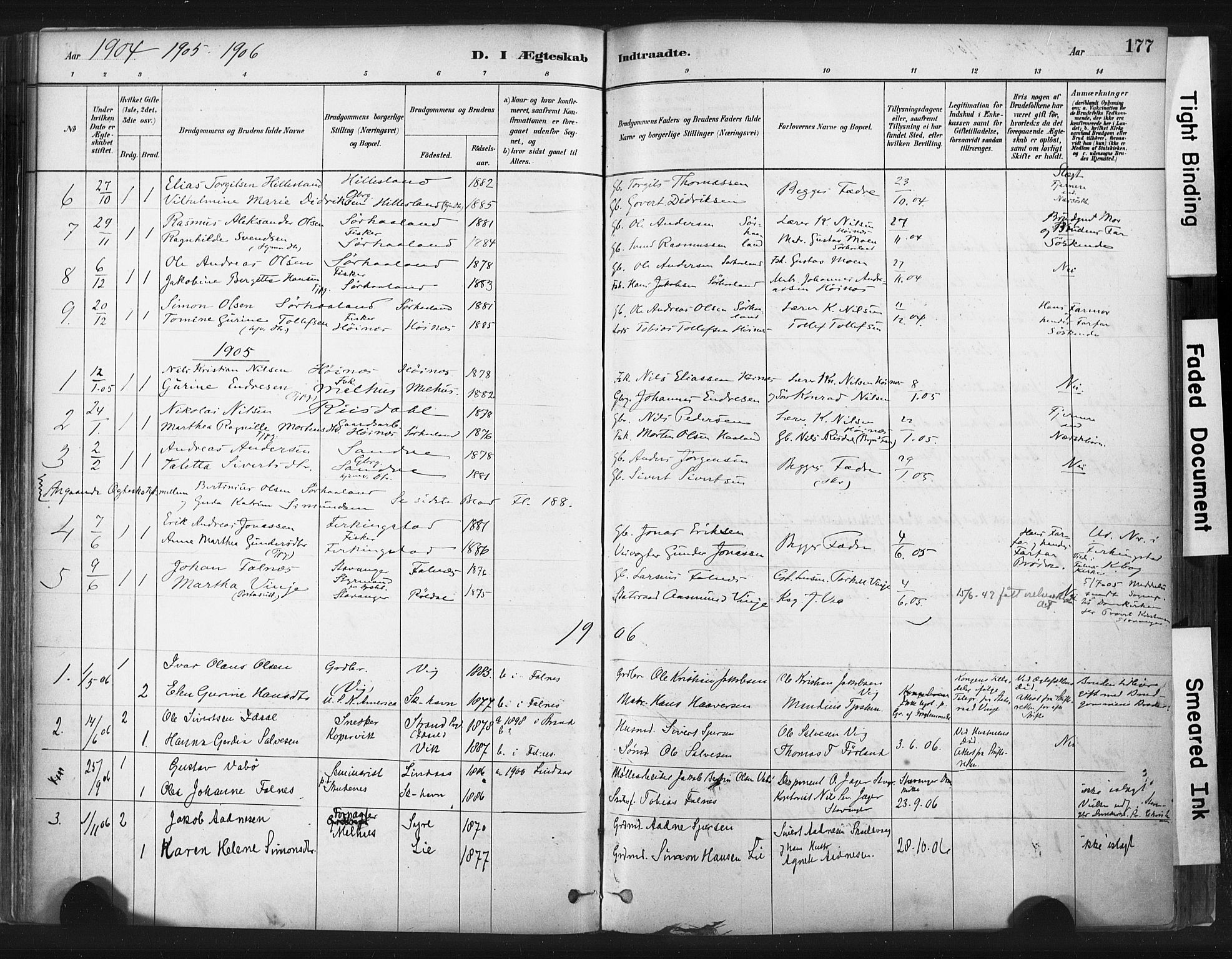 Skudenes sokneprestkontor, SAST/A -101849/H/Ha/Haa/L0009: Parish register (official) no. A 6, 1882-1912, p. 177