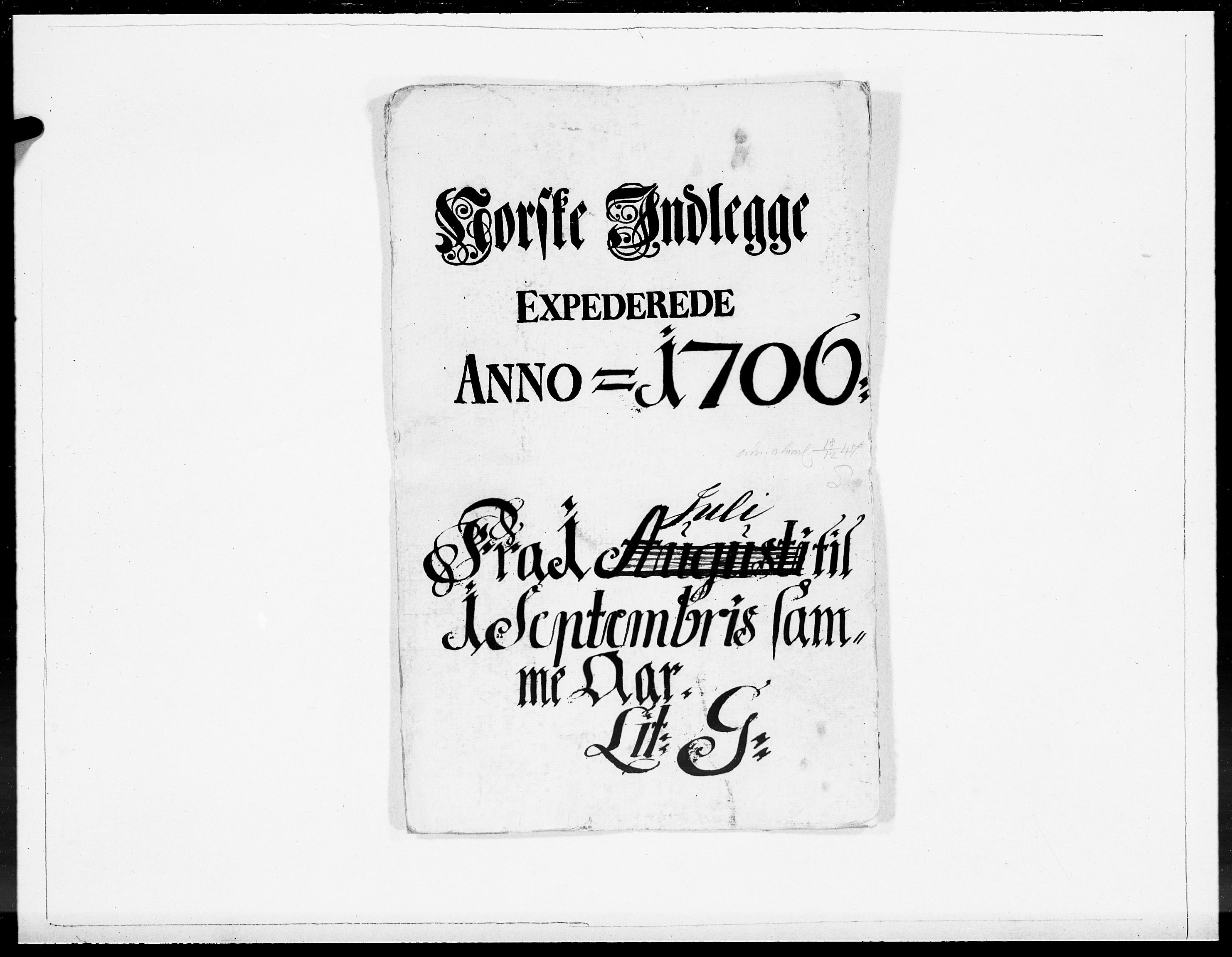 Danske Kanselli 1572-1799, RA/EA-3023/F/Fc/Fcc/Fcca/L0060: Norske innlegg 1572-1799, Mgl. nov.-des., 1706, p. 337