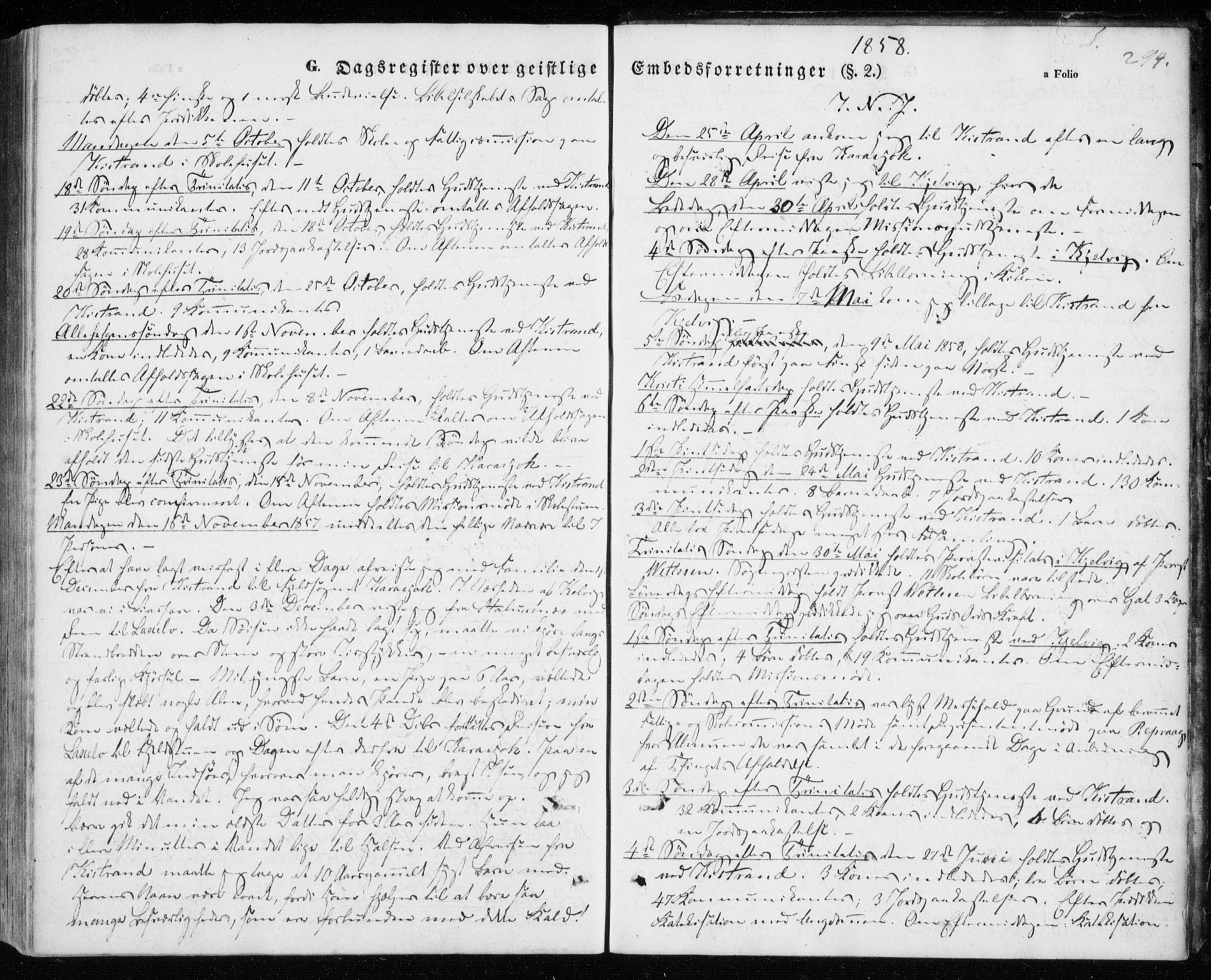 Kistrand/Porsanger sokneprestembete, SATØ/S-1351/H/Ha/L0004.kirke: Parish register (official) no. 4, 1843-1860, p. 294
