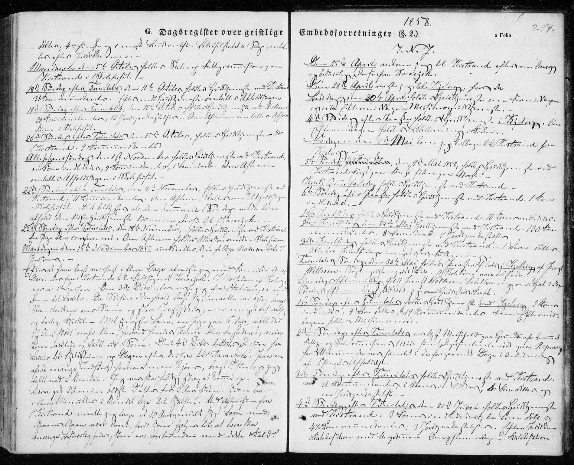 Kistrand/Porsanger sokneprestembete, AV/SATØ-S-1351/H/Ha/L0004.kirke: Parish register (official) no. 4, 1843-1860, p. 294