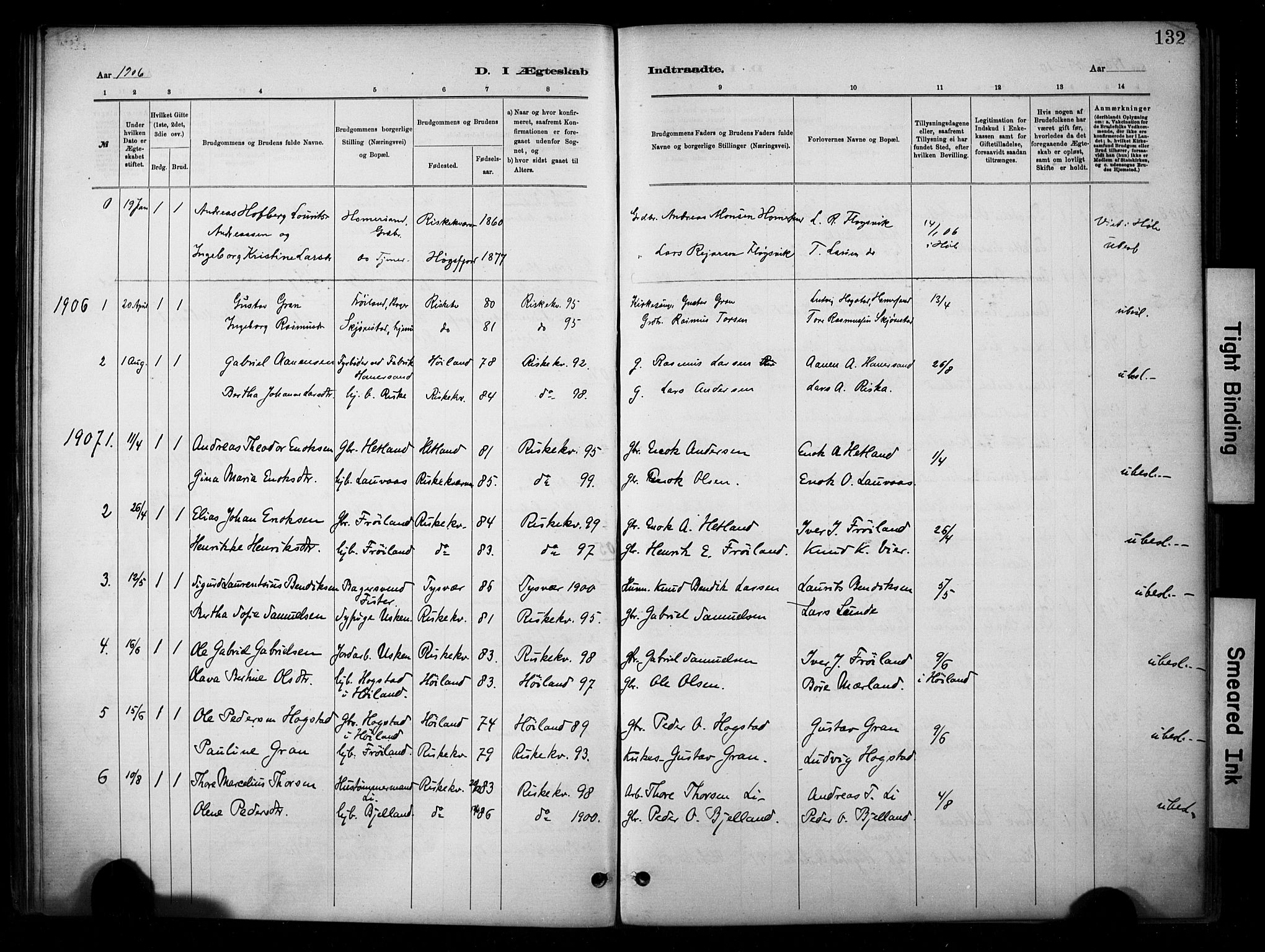 Hetland sokneprestkontor, AV/SAST-A-101826/30/30BA/L0010: Parish register (official) no. A 10, 1882-1925, p. 132