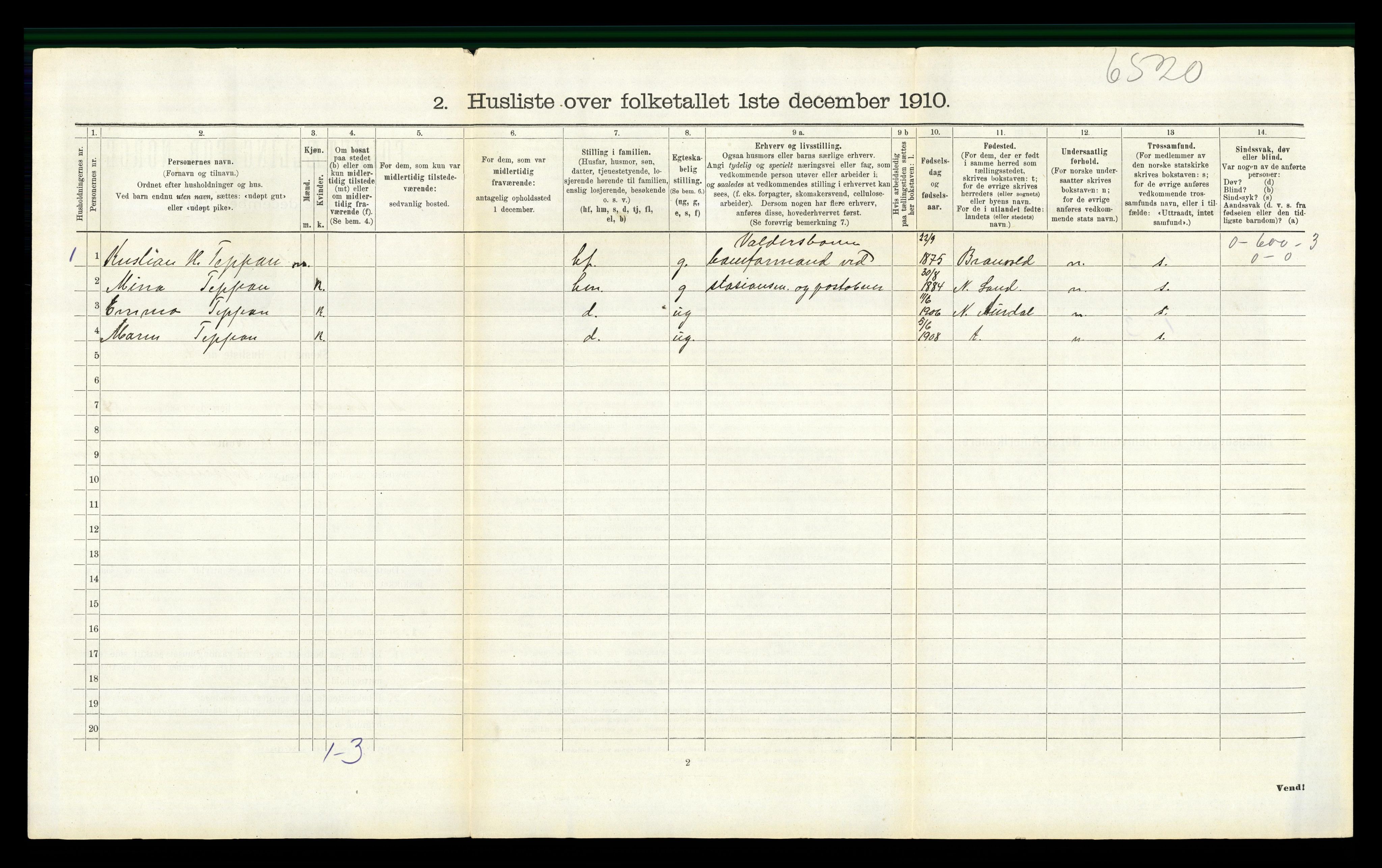 RA, 1910 census for Søndre Land, 1910, p. 753