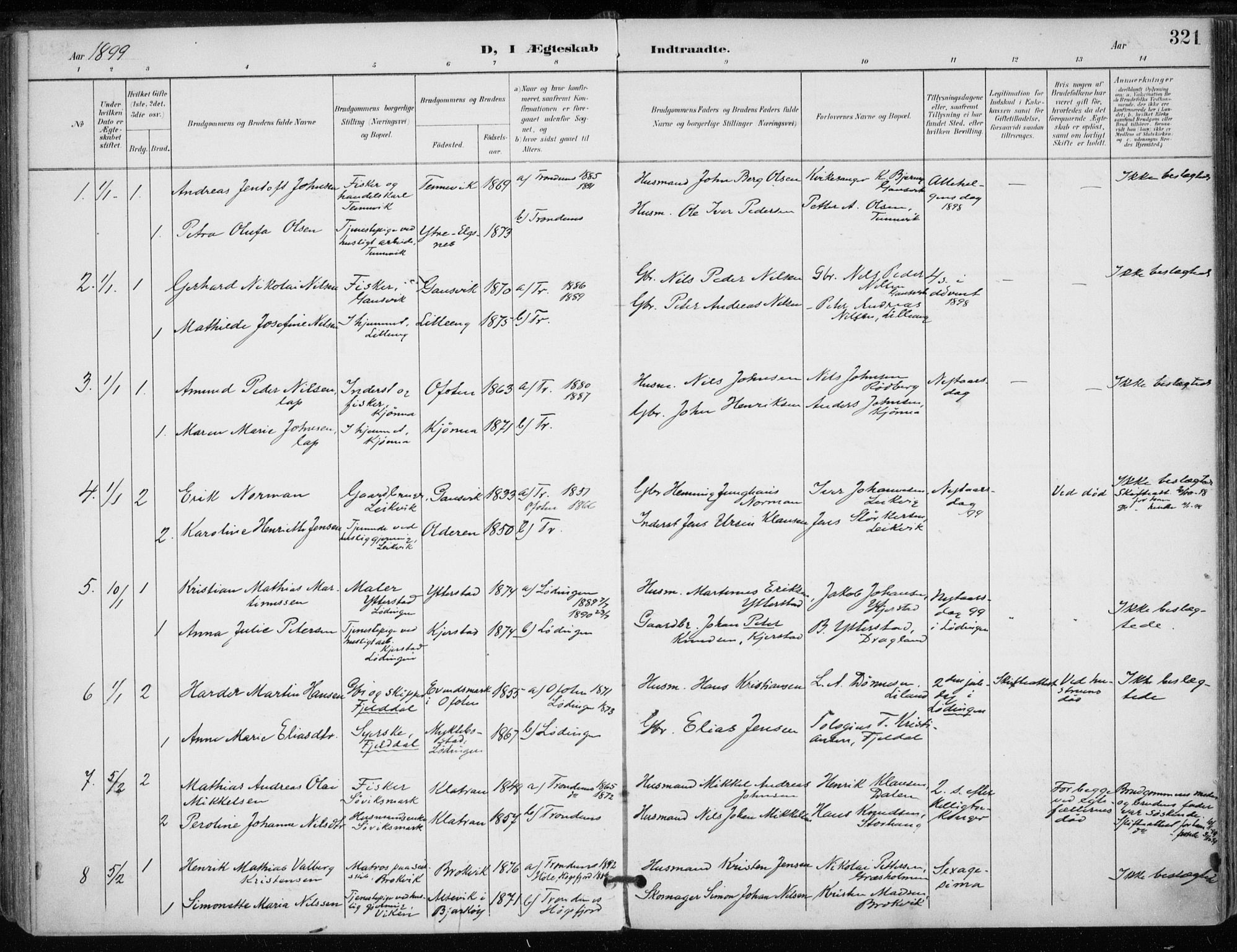 Trondenes sokneprestkontor, SATØ/S-1319/H/Ha/L0017kirke: Parish register (official) no. 17, 1899-1908, p. 321