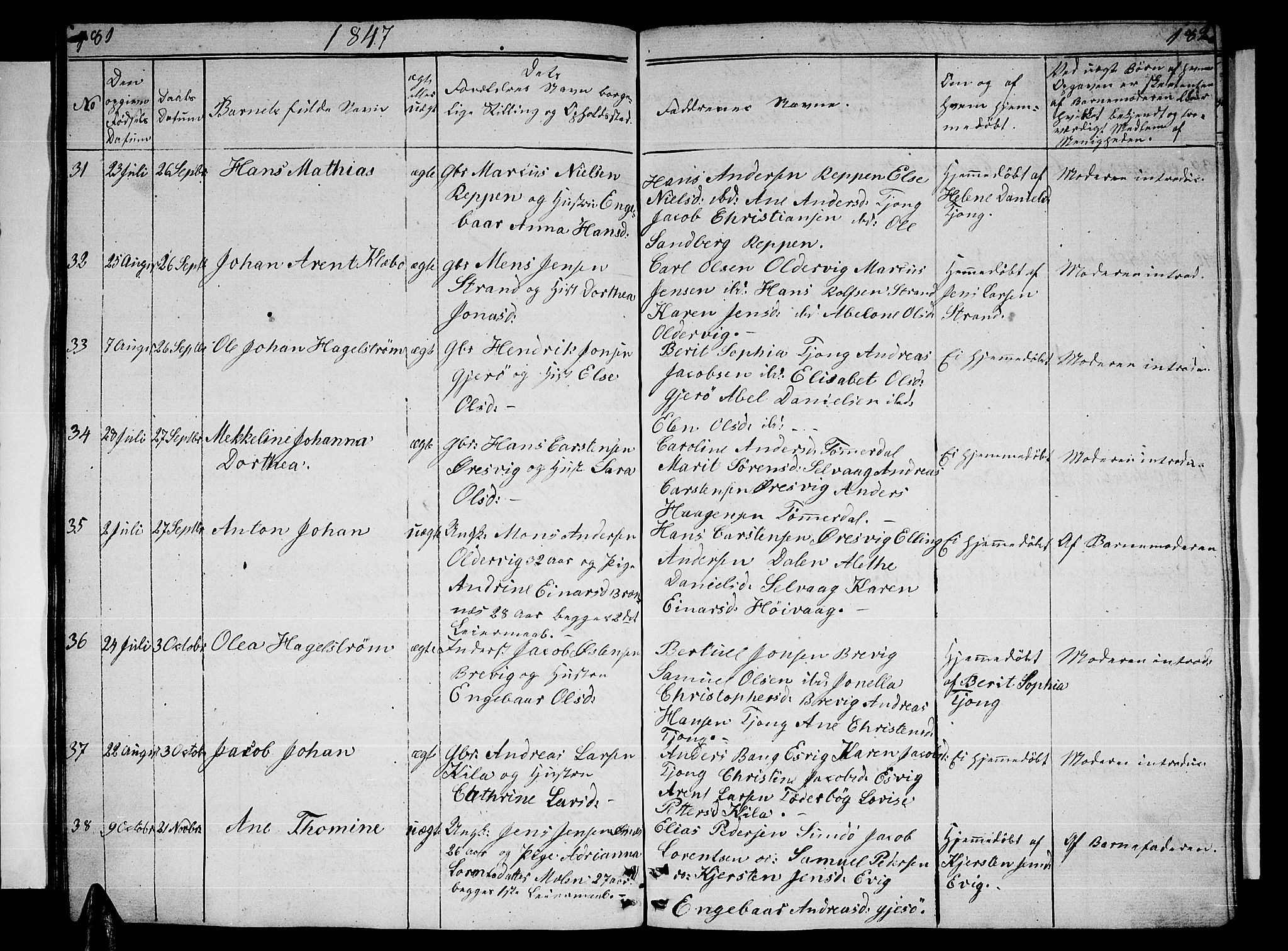 Ministerialprotokoller, klokkerbøker og fødselsregistre - Nordland, AV/SAT-A-1459/841/L0618: Parish register (copy) no. 841C02, 1833-1855, p. 181-182