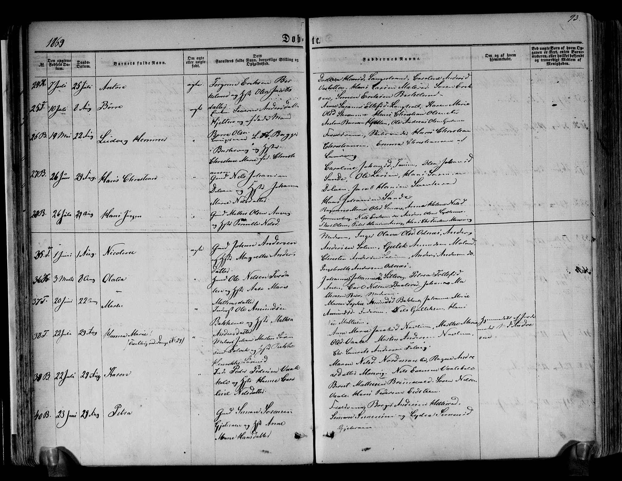 Brunlanes kirkebøker, AV/SAKO-A-342/F/Fa/L0005: Parish register (official) no. I 5, 1862-1877, p. 93