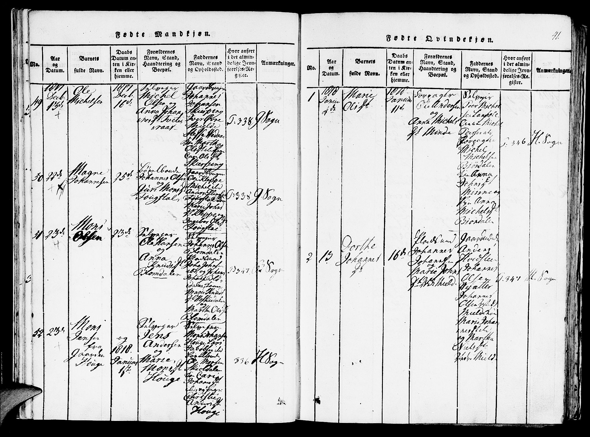 Haus sokneprestembete, SAB/A-75601/H/Haa: Parish register (official) no. A 12, 1816-1821, p. 41