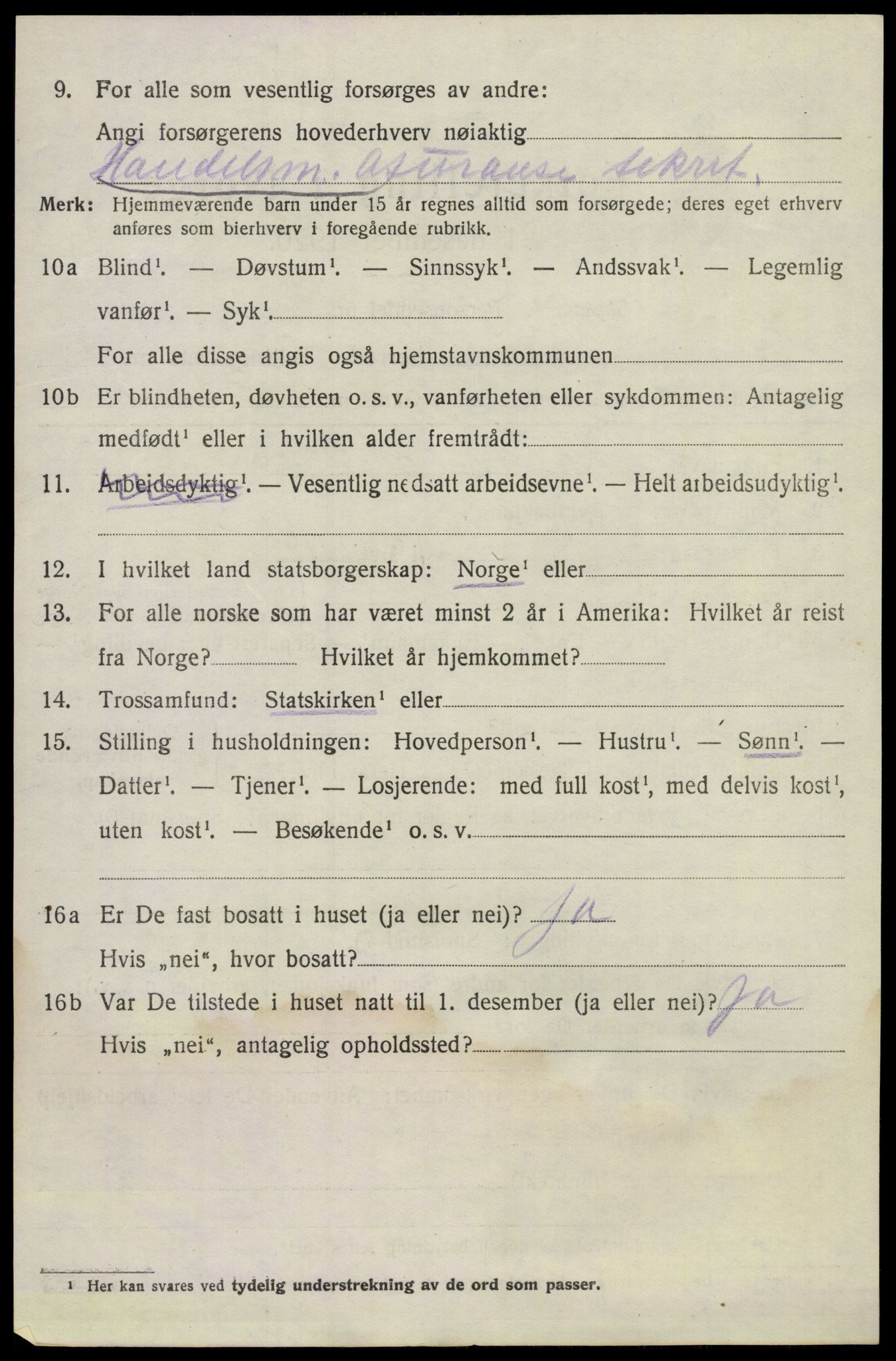 SAKO, 1920 census for Lunde, 1920, p. 4192