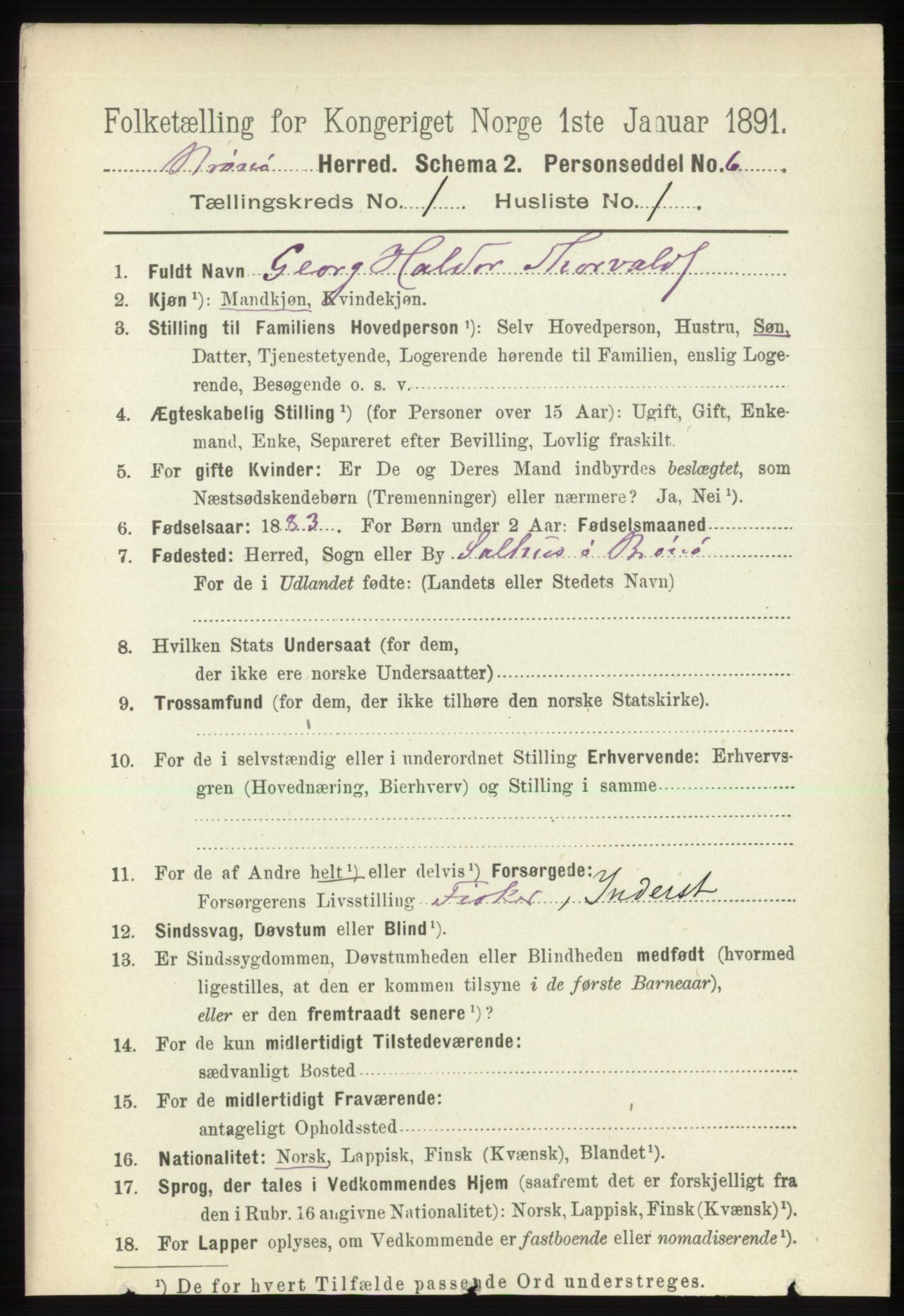 RA, 1891 census for 1814 Brønnøy, 1891, p. 137