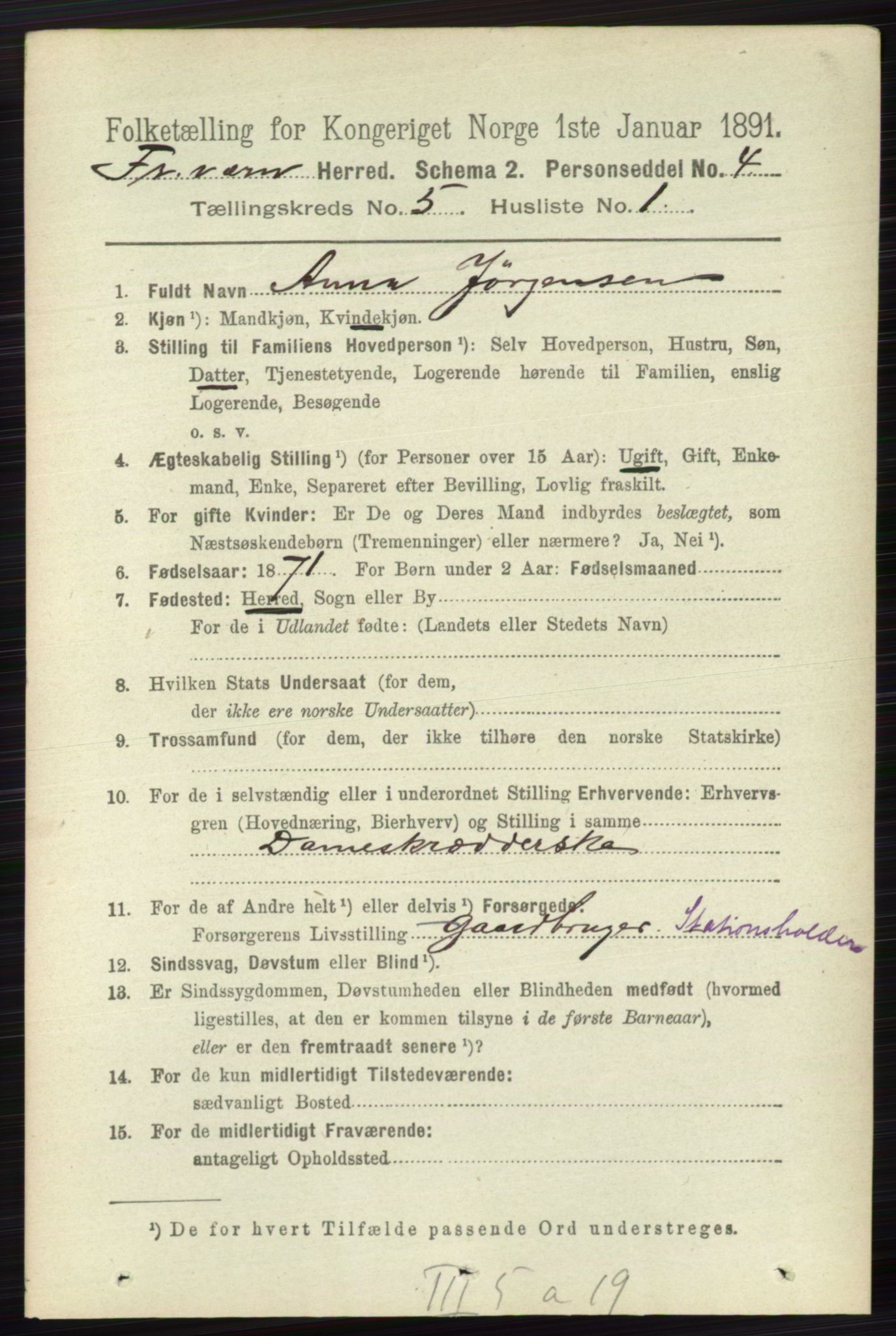 RA, 1891 census for 0798 Fredriksvern, 1891, p. 1036