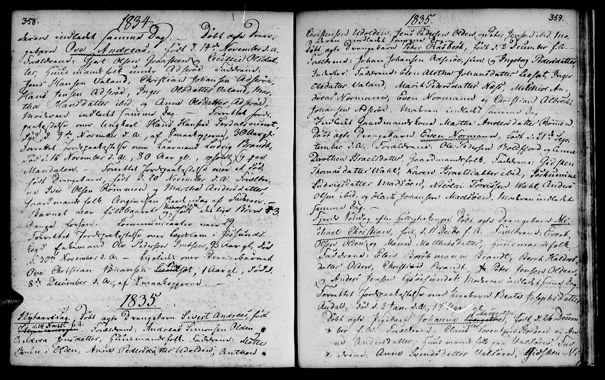 Ministerialprotokoller, klokkerbøker og fødselsregistre - Sør-Trøndelag, SAT/A-1456/655/L0674: Parish register (official) no. 655A03, 1802-1826, p. 358-359