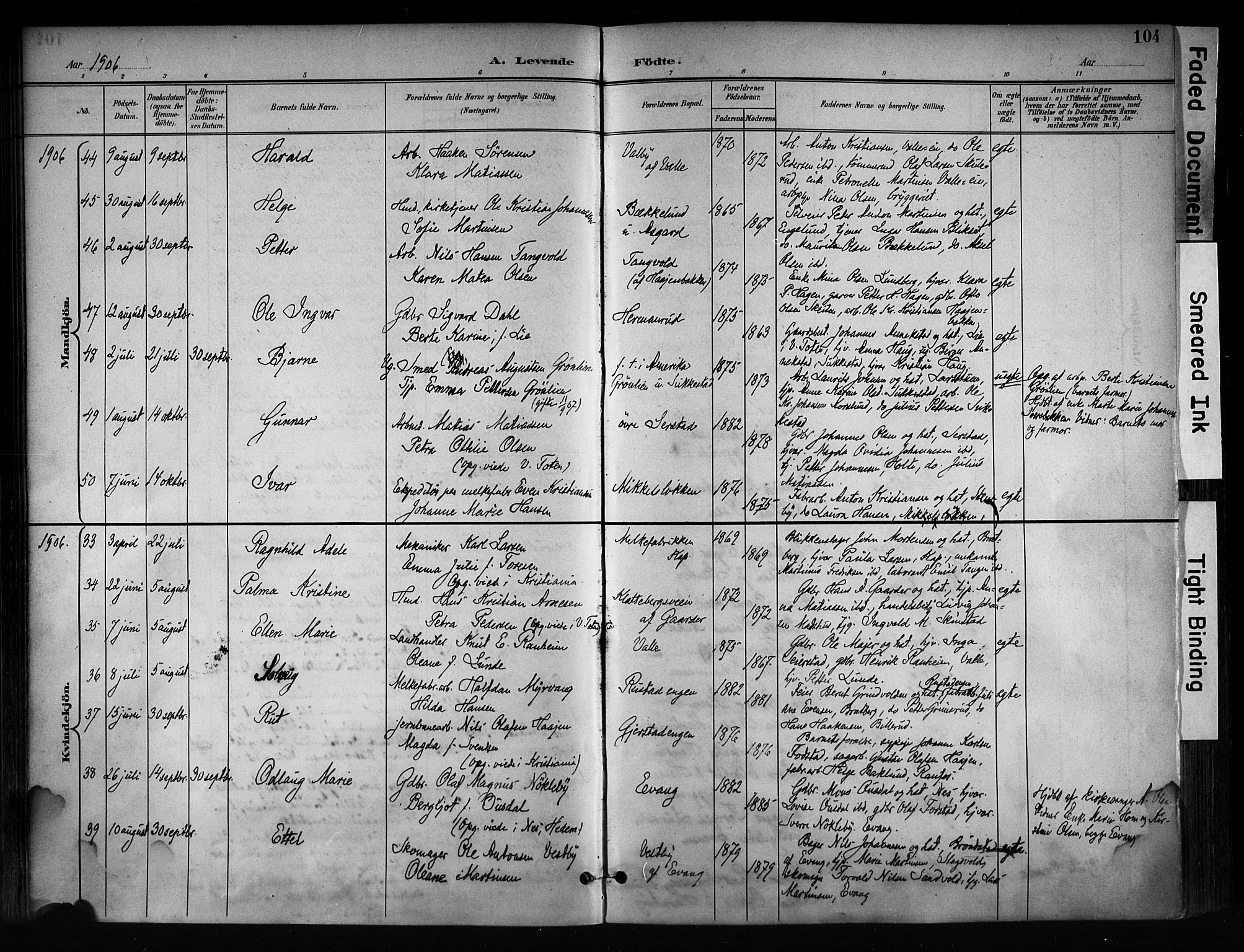 Østre Toten prestekontor, AV/SAH-PREST-104/H/Ha/Haa/L0008: Parish register (official) no. 8, 1897-1909, p. 104