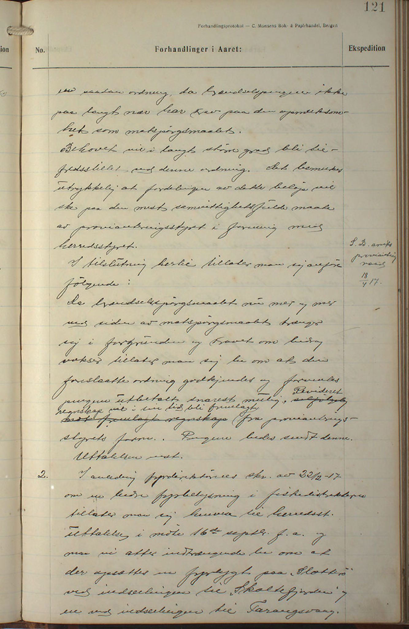 Austevoll kommune. Formannskapet, IKAH/1244-021/A/Aa/L0002b: Møtebok for heradstyret, 1910-1919, p. 243