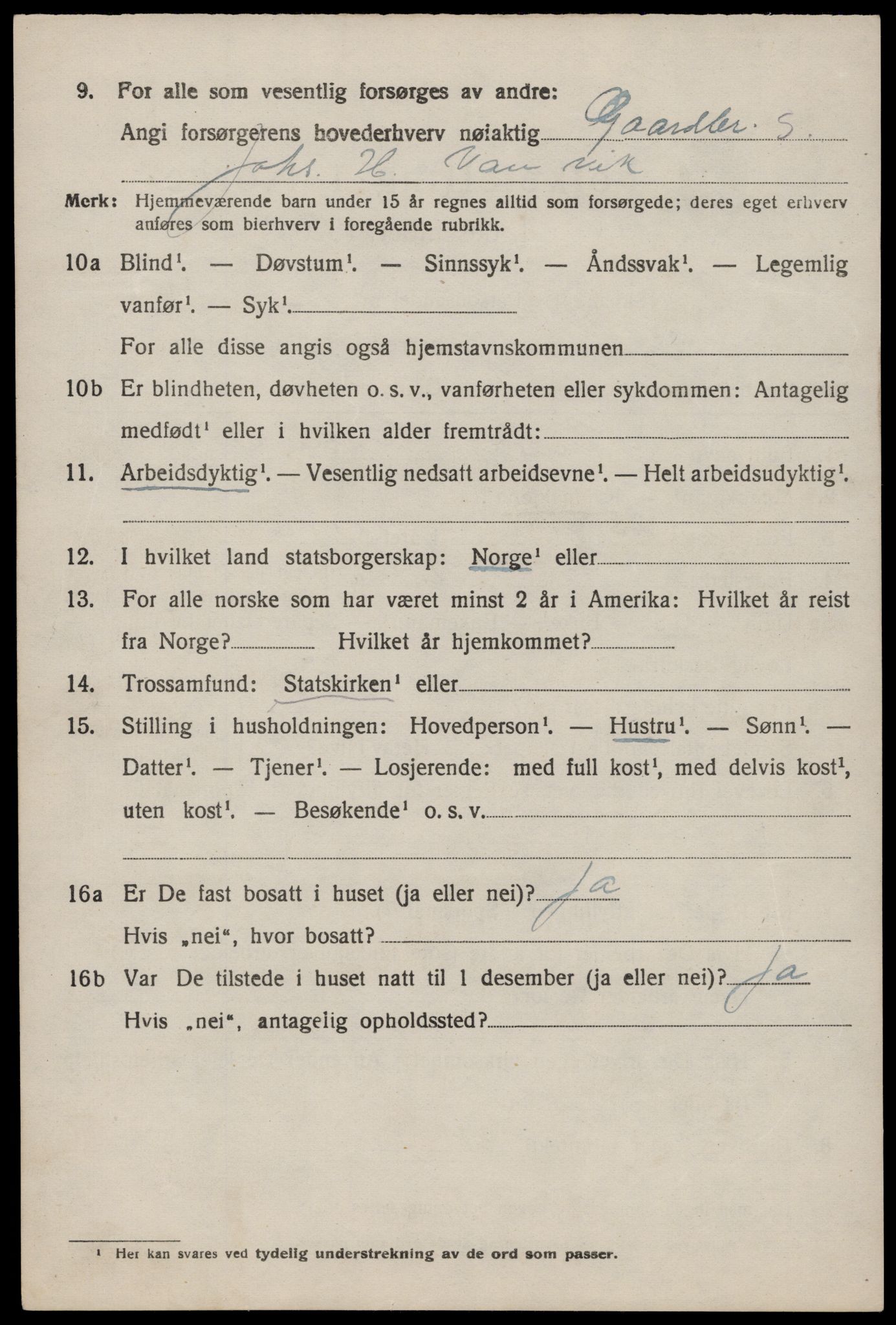 SAST, 1920 census for Sand, 1920, p. 1058