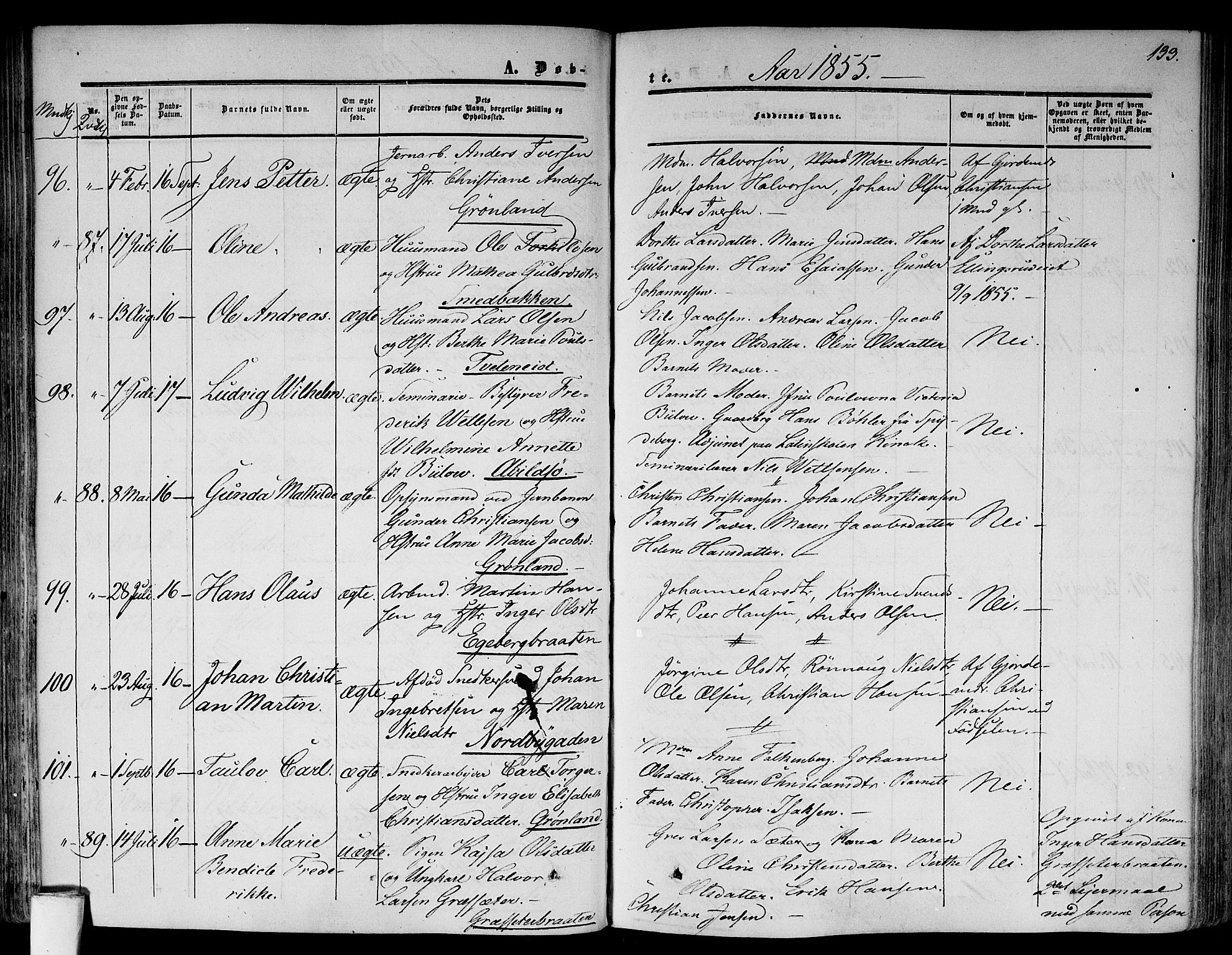 Gamlebyen prestekontor Kirkebøker, AV/SAO-A-10884/F/Fa/L0004: Parish register (official) no. 4, 1850-1857, p. 133