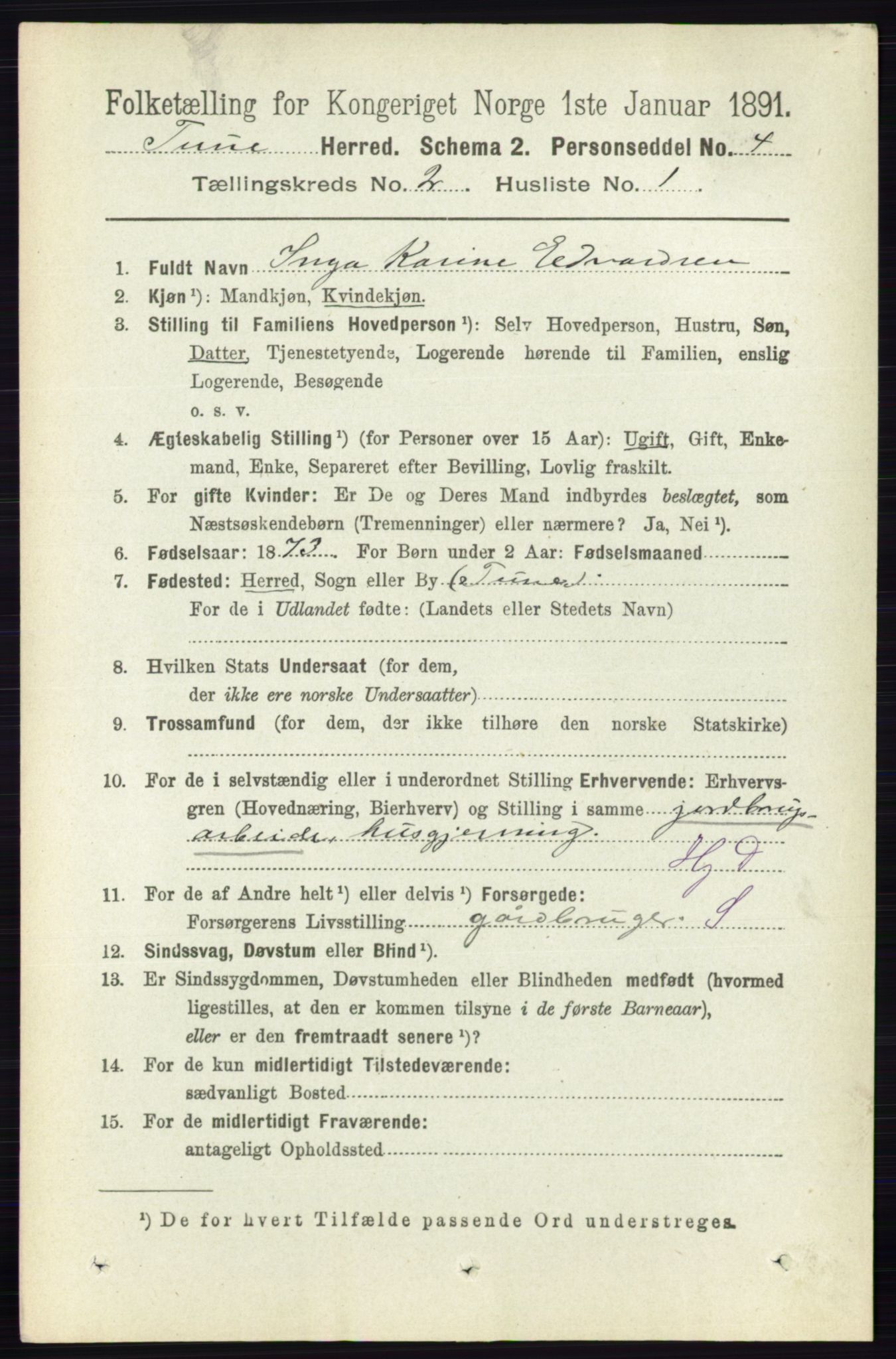 RA, 1891 census for 0130 Tune, 1891, p. 744