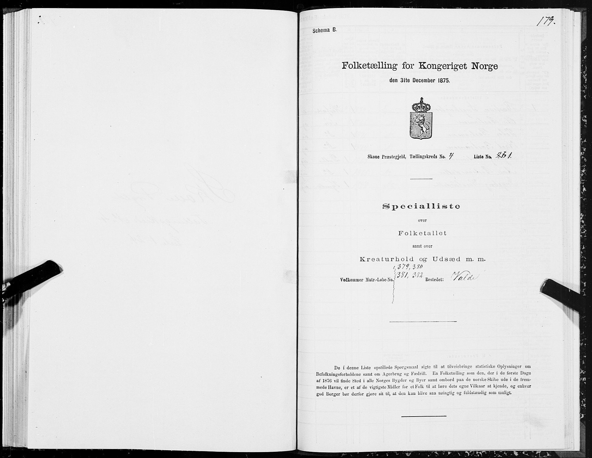 SAT, 1875 census for 1529P Skodje, 1875, p. 1179