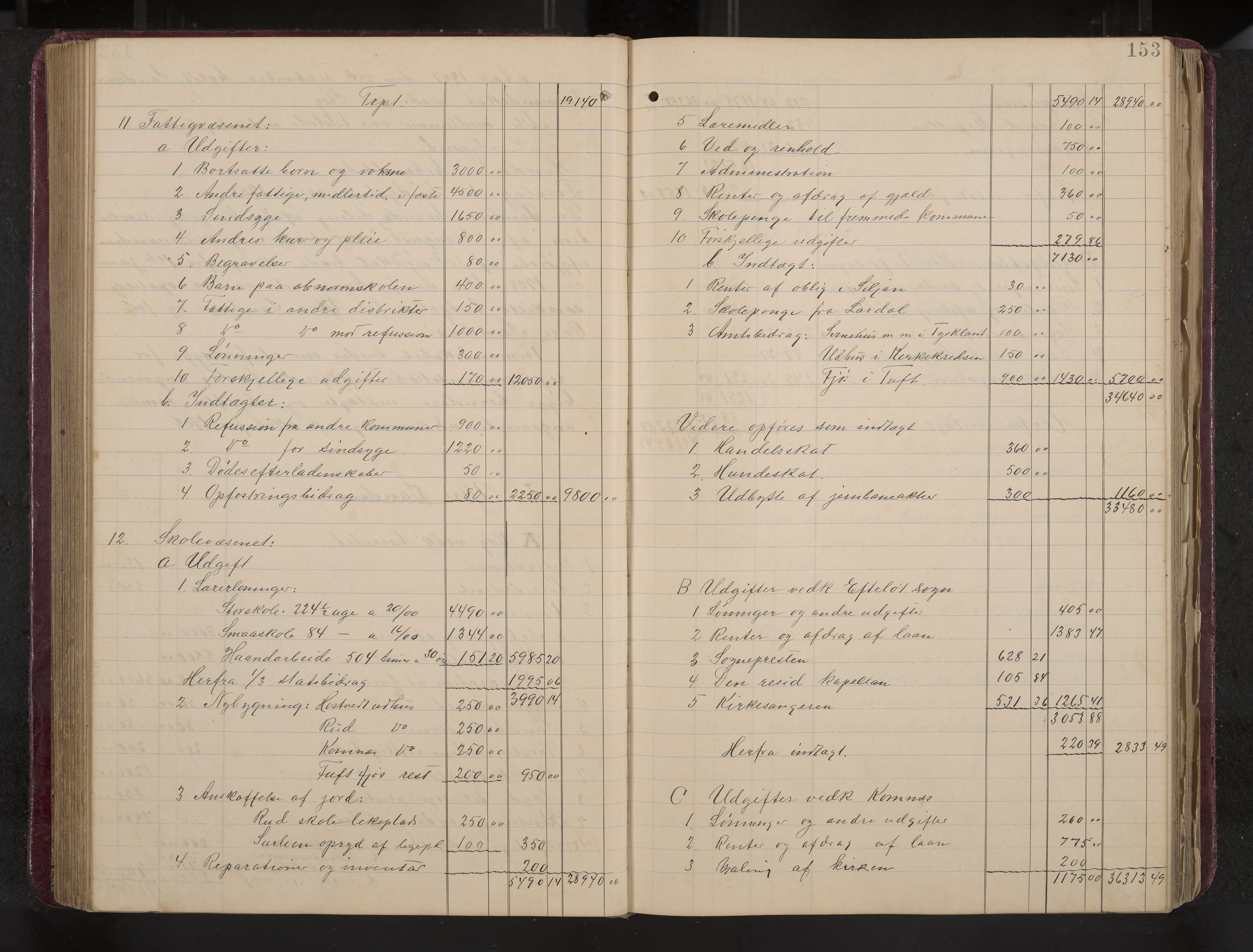 Ytre Sandsvær formannskap og sentraladministrasjon, IKAK/0629021/A/Aa/L0001: Møtebok med register, 1902-1919, p. 153